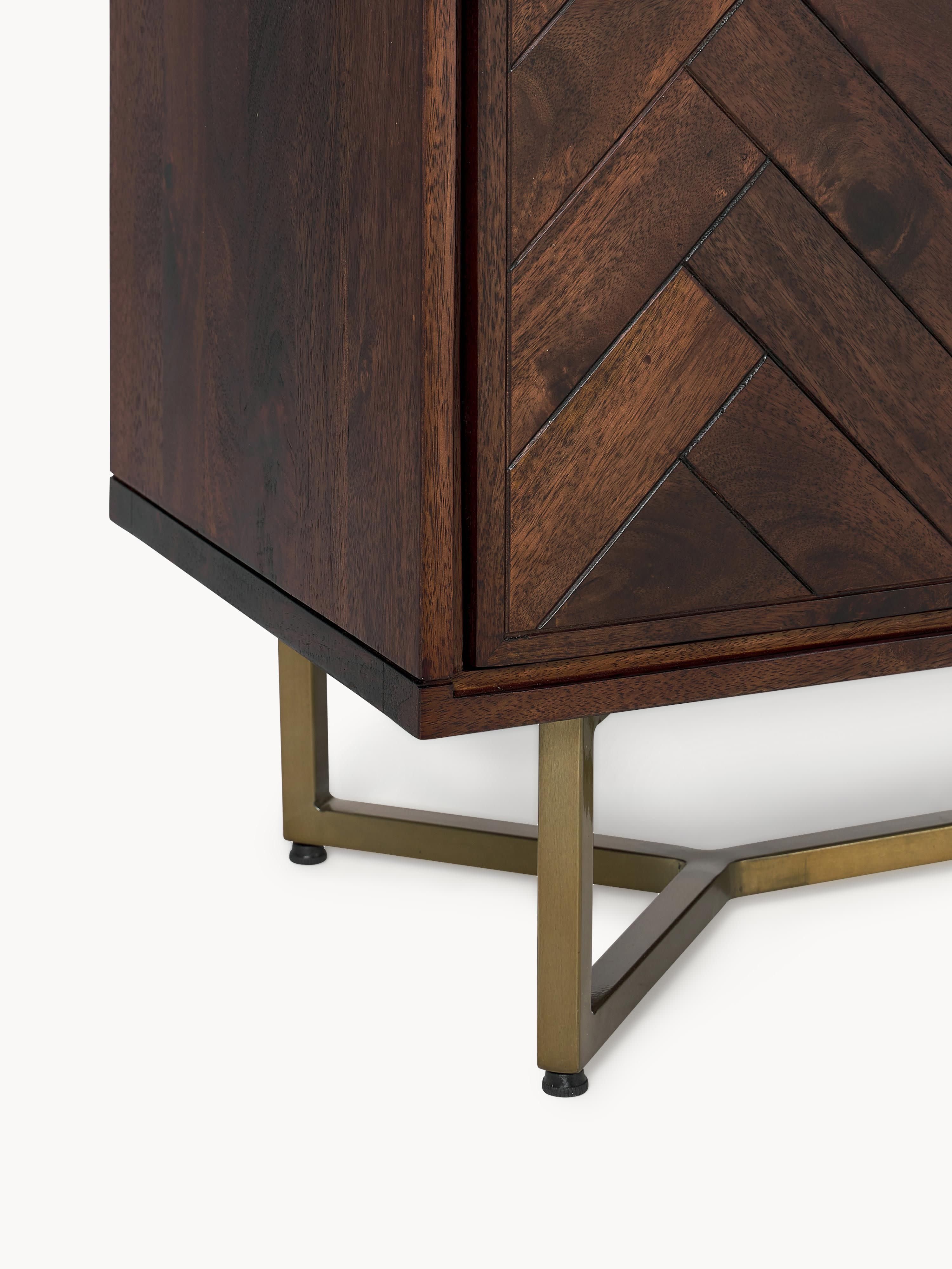 Luca Mango Wood Sideboard with Herringbone Pattern