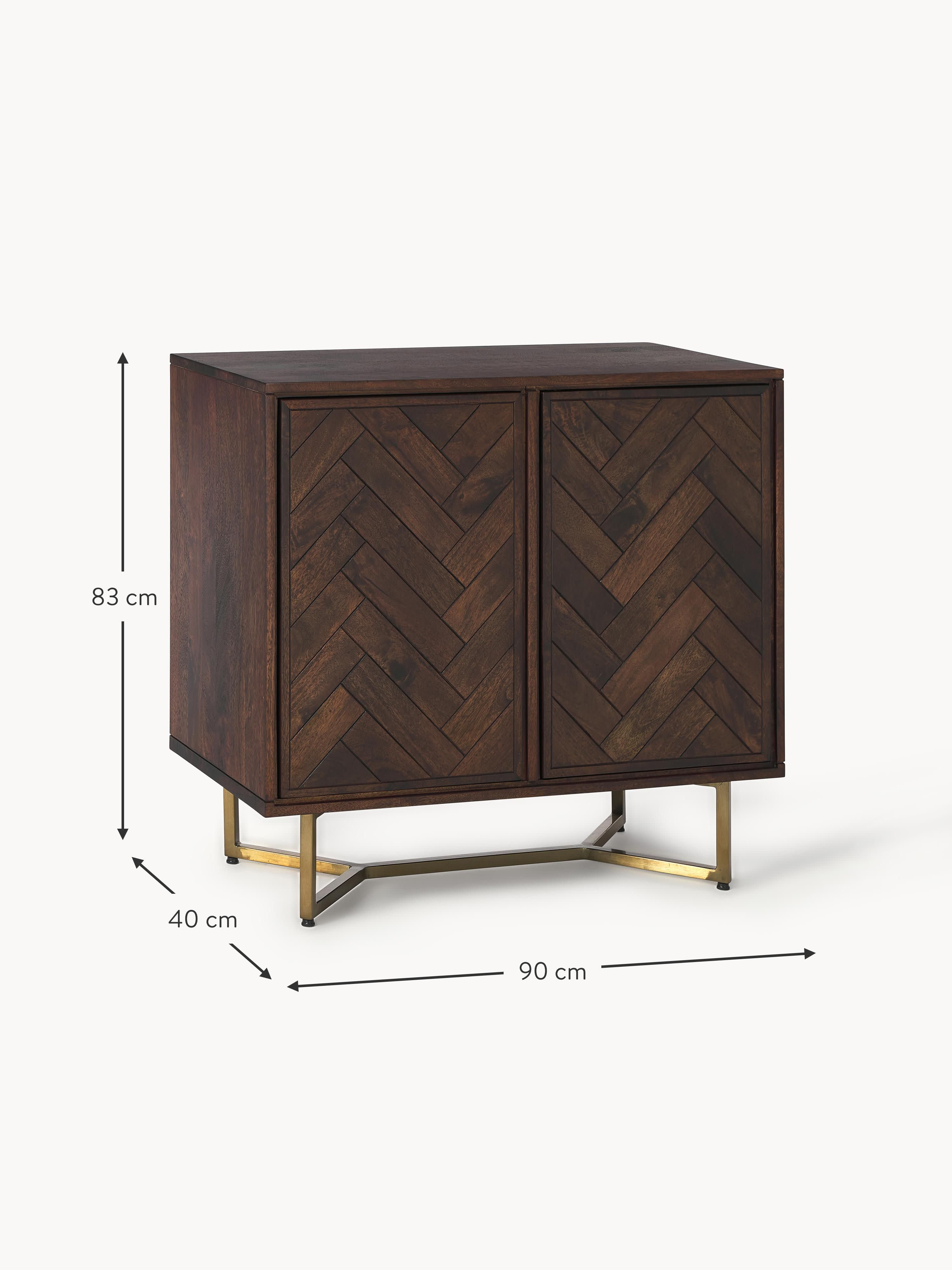 Luca Mango Wood Sideboard with Herringbone Pattern