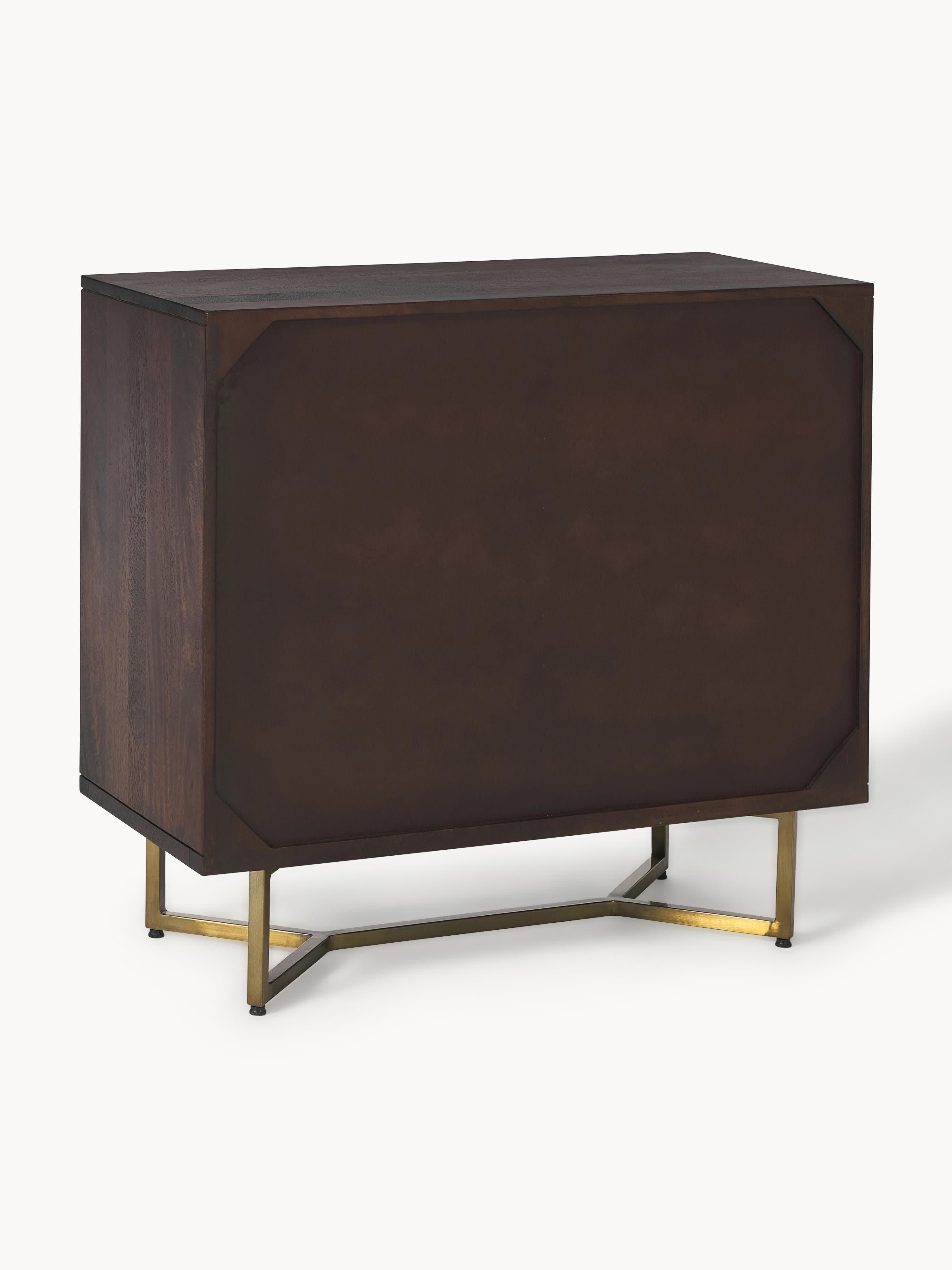 Luca Mango Wood Sideboard with Herringbone Pattern
