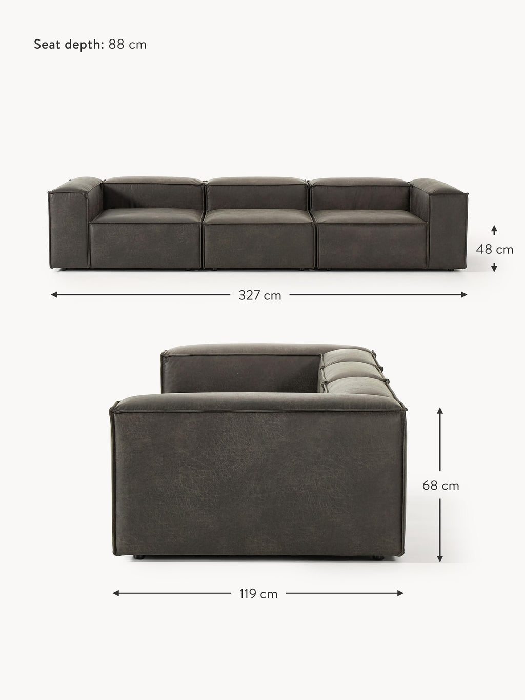 Lennon Modular Leather Sofa (4-seater)