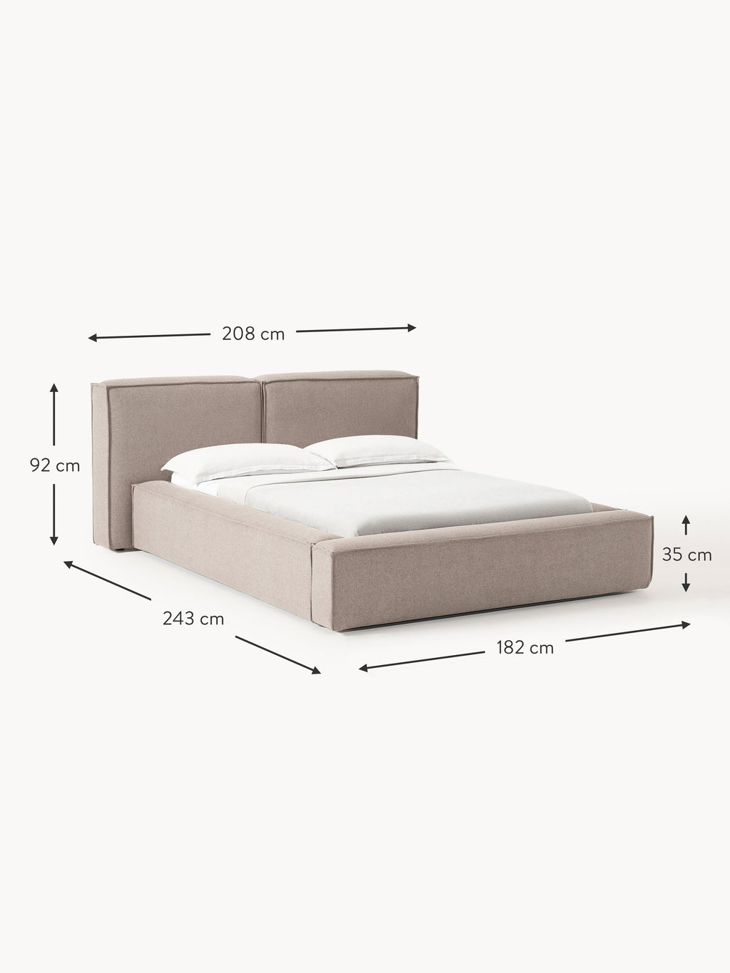 Lennon Upholstered Bed with Storage Space