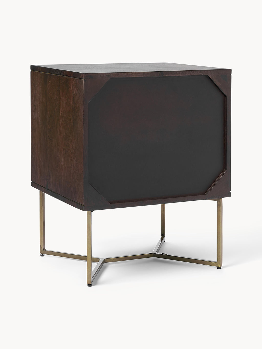 Luca Mango Wood Bedside Table with Herringbone Pattern