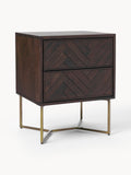 Gallery image 1 - Mango Wood Bedside Table Luca with Herringbone Pattern