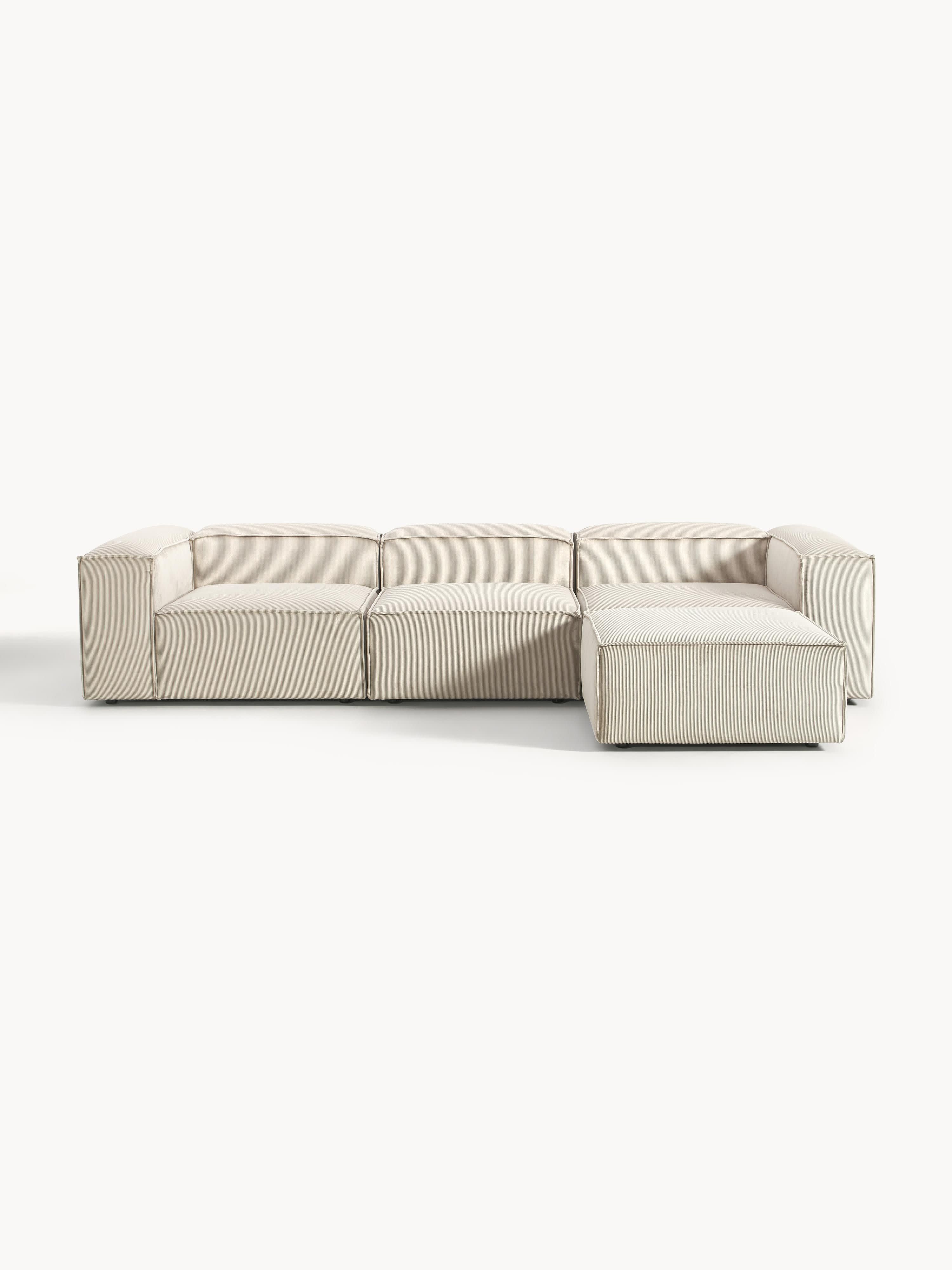 Gallery image 1 - Corduroy Modular Sofa Lennon (4-seater) with Ottoman (left/right)