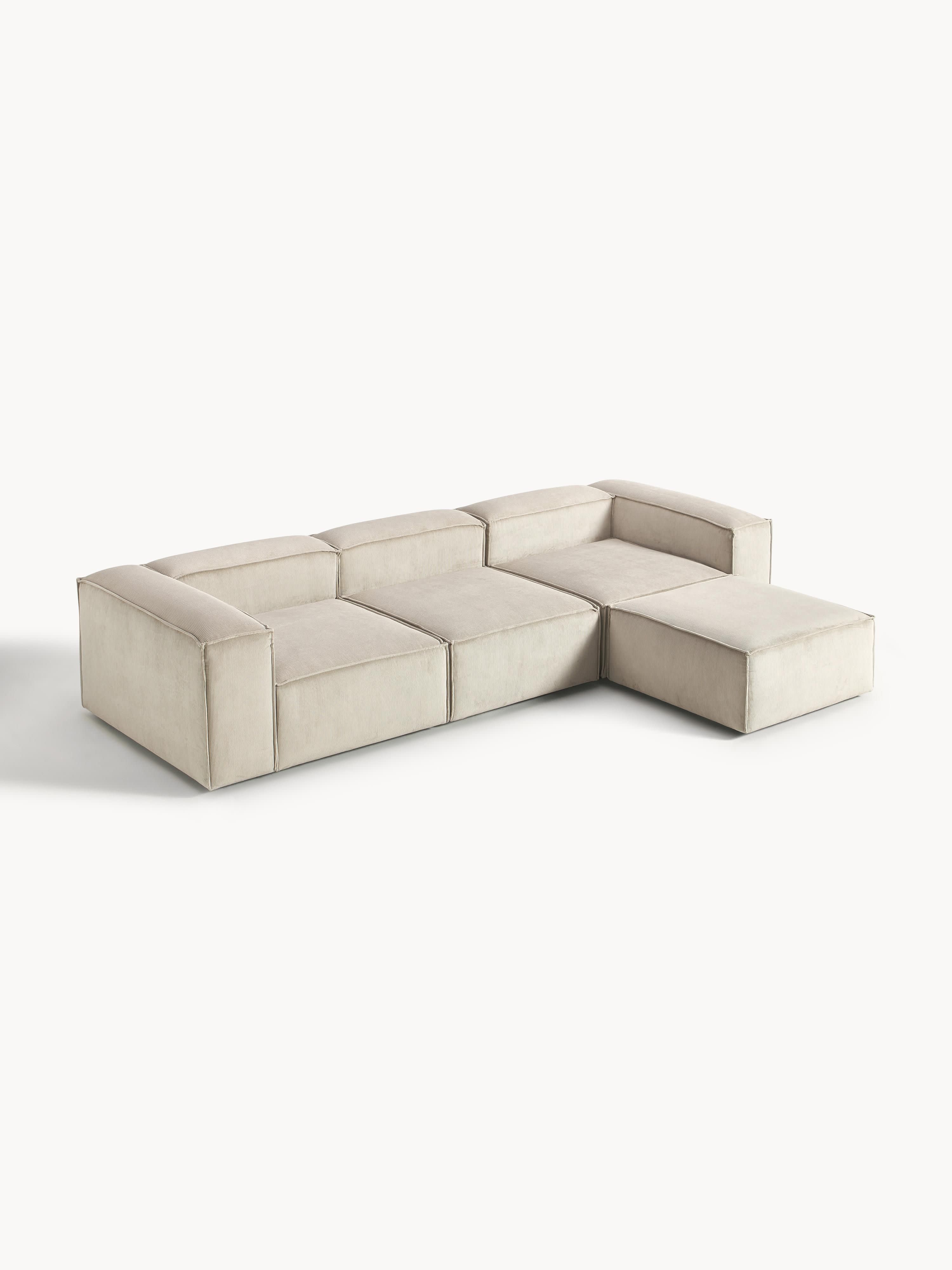 Lennon Corduroy Modular Sofa (4-seater) with Ottoman (left/right)