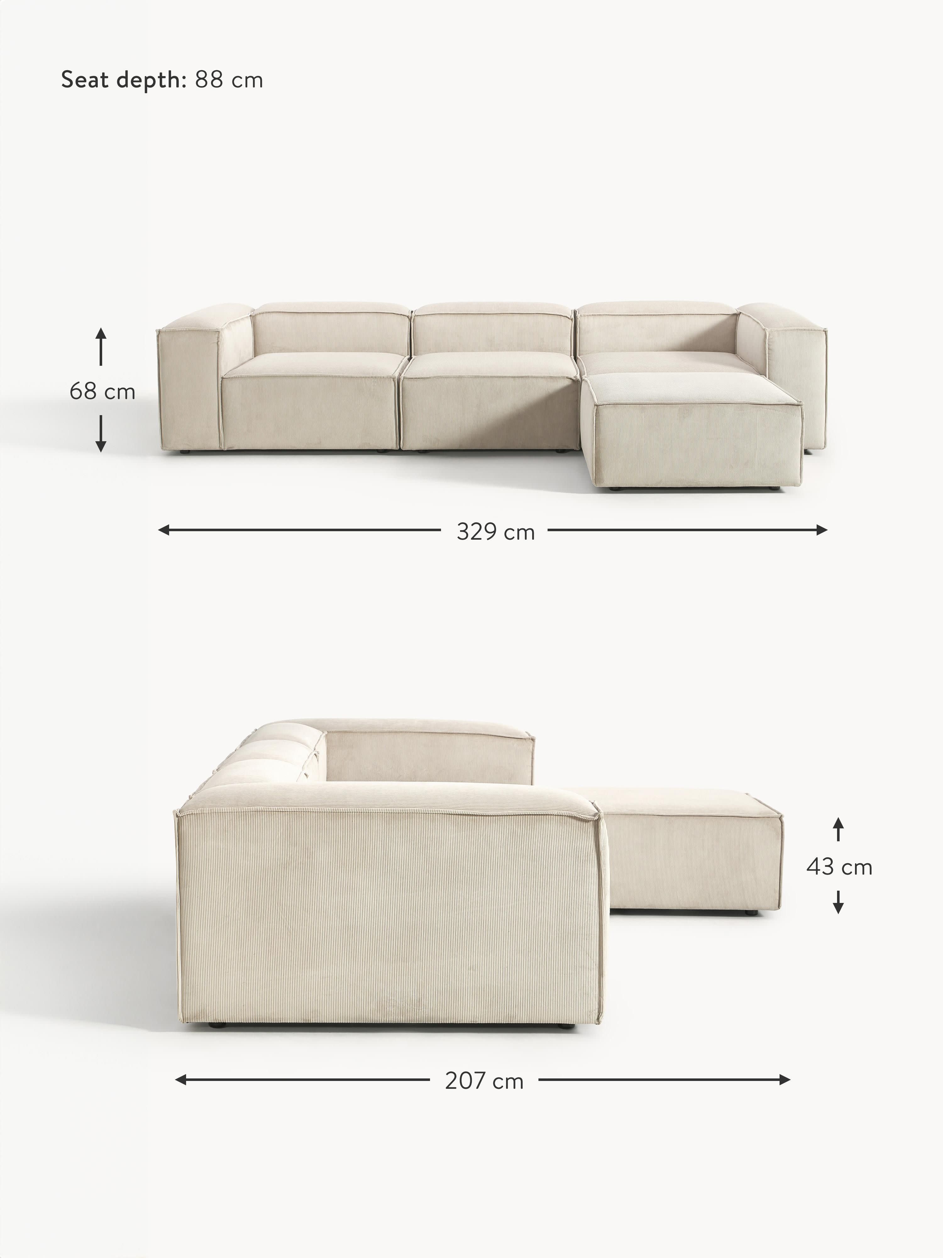 Lennon Corduroy Modular Sofa (4-seater) with Ottoman (left/right)