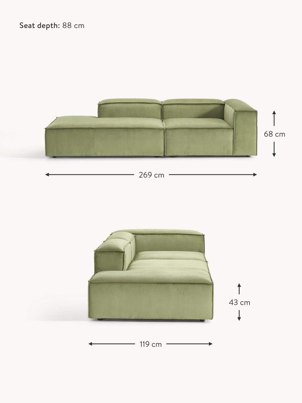 Lennon Corduroy Modular Ottoman