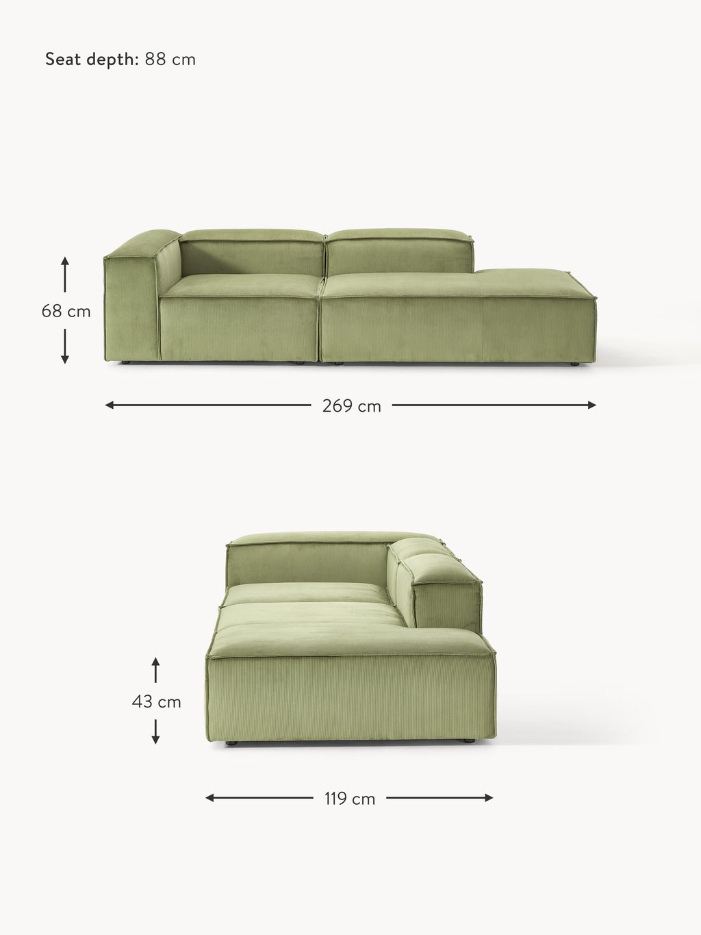 Lennon Corduroy Modular Ottoman