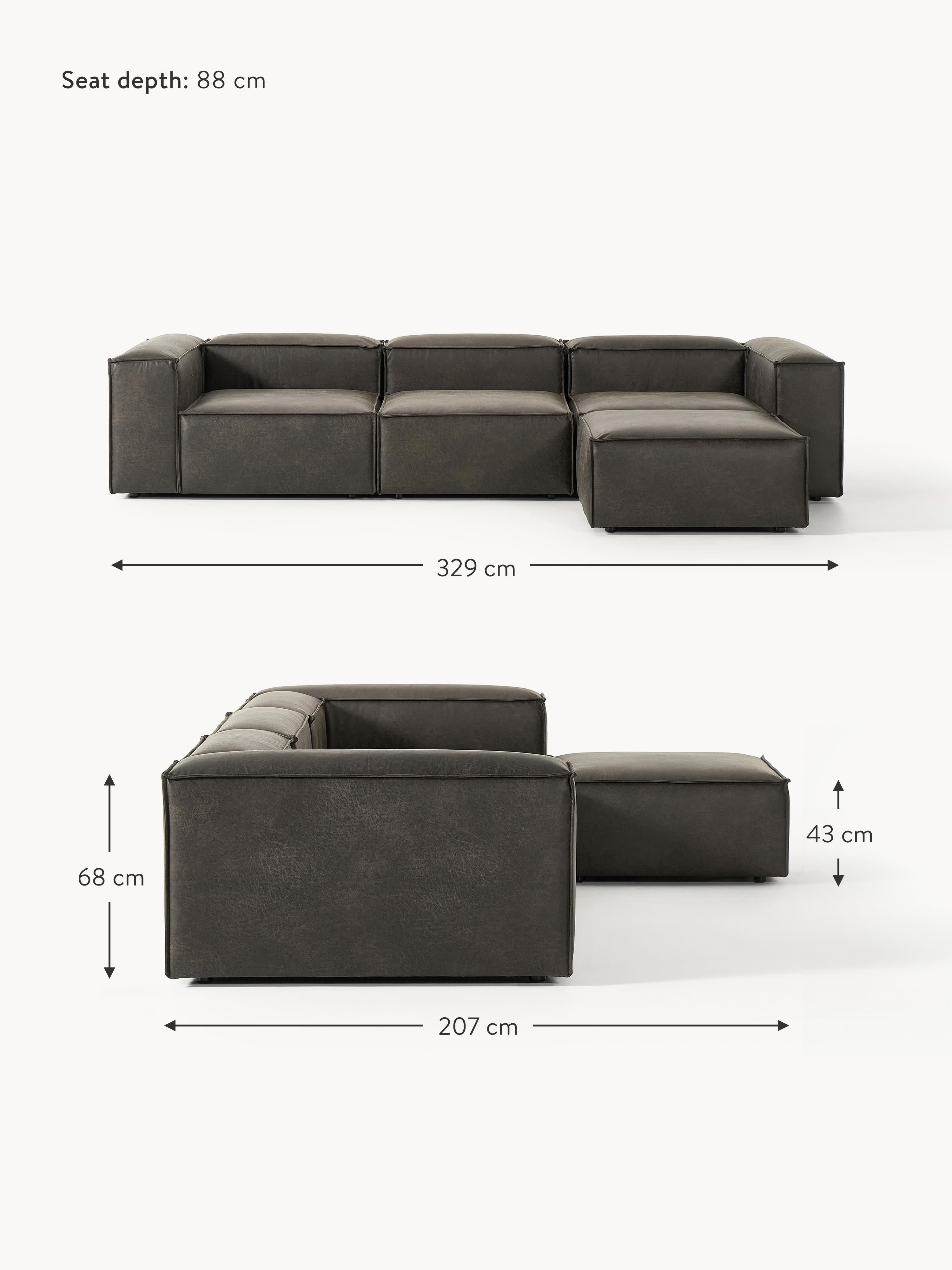 Lennon Modular Leather Sofa (4-seater) with Ottoman (left/right)