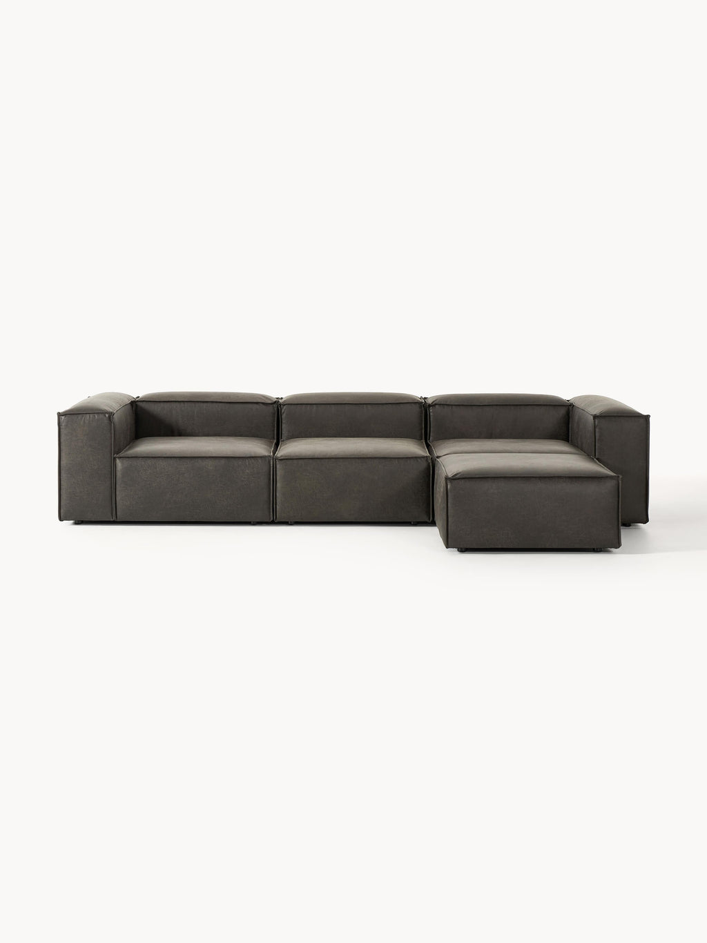 Gallery image 1 - Modular Leather Sofa Lennon (4-seater) with Ottoman (left/right)