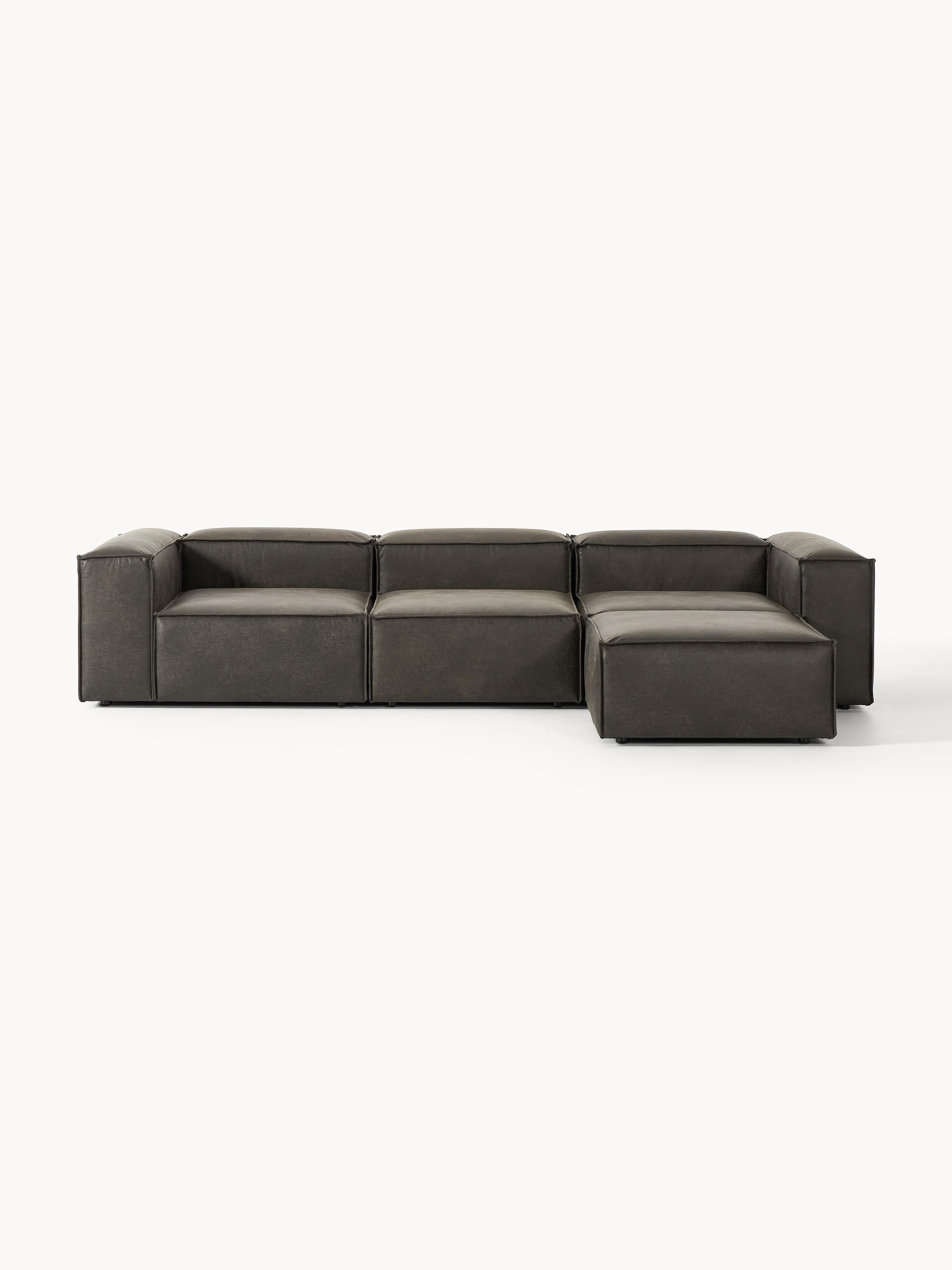 Gallery image 1 - Modular Leather Sofa Lennon (4-seater) with Ottoman (left/right)