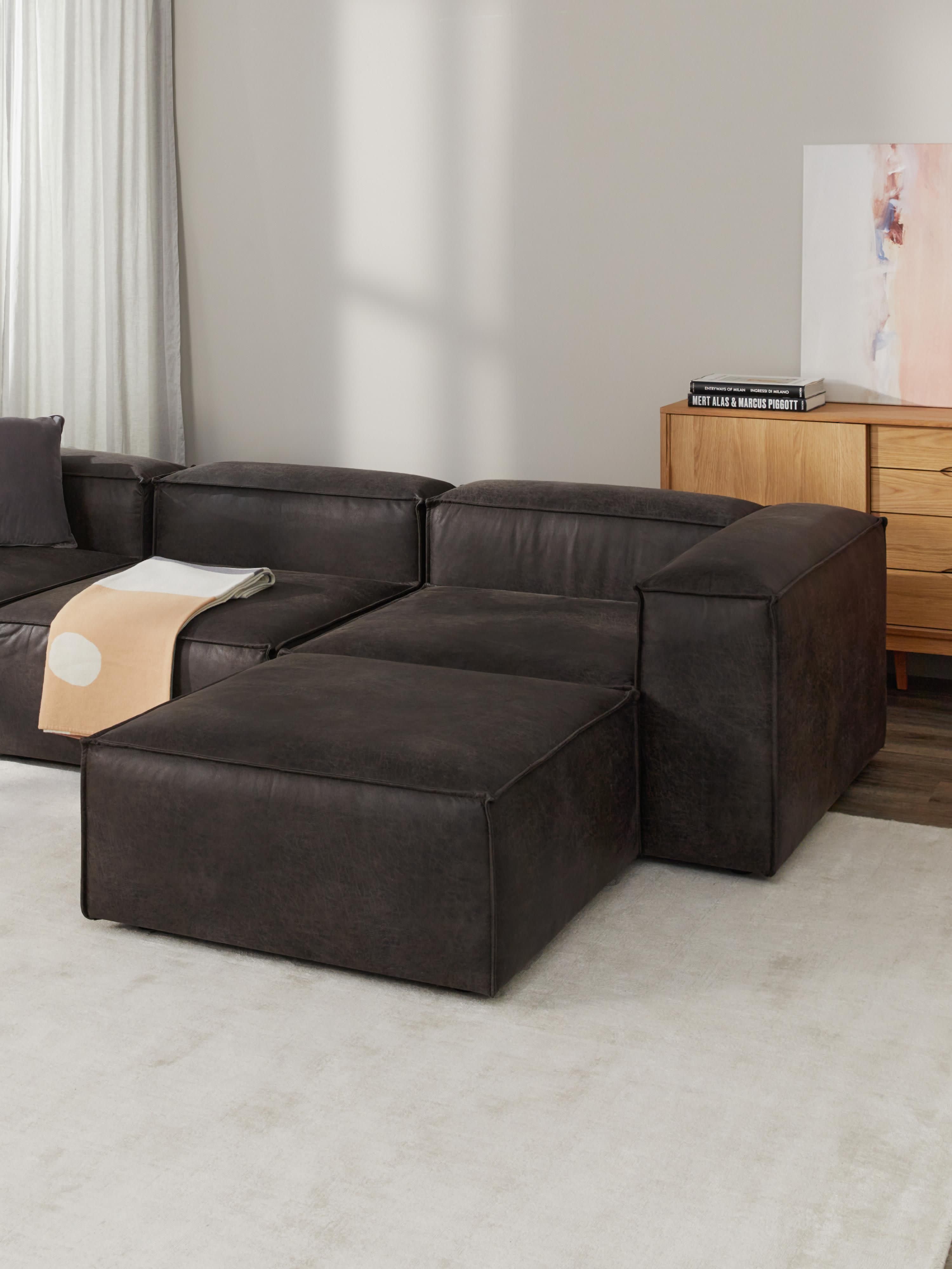 Lennon Modular Leather Sofa (4-seater) with Ottoman (left/right)
