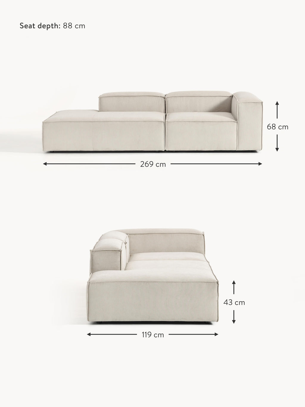 Lennon Corduroy Modular Ottoman