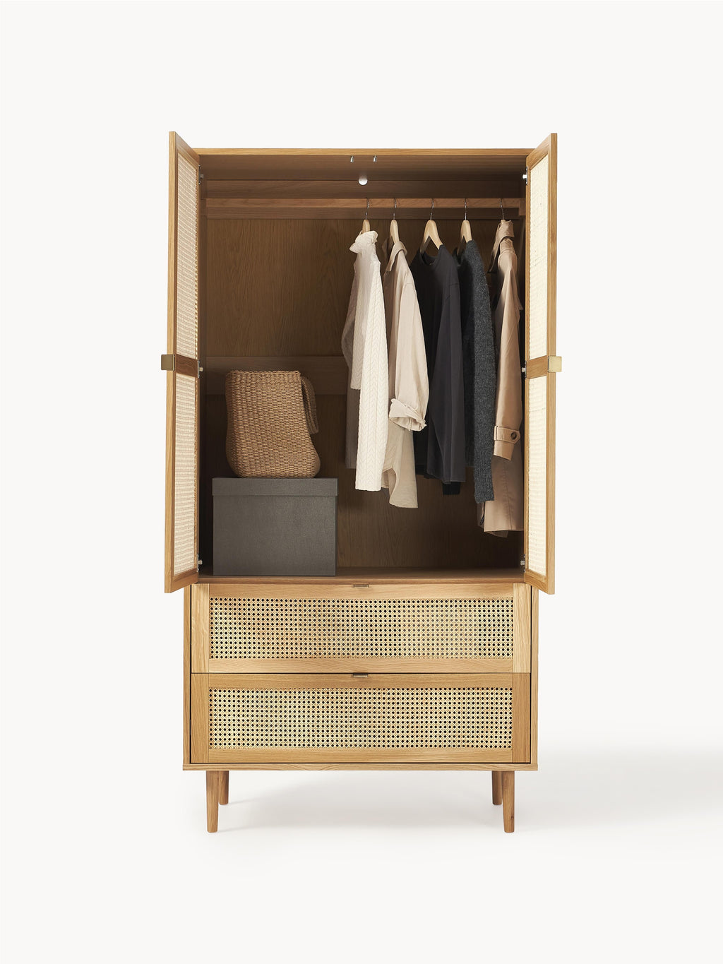 Aries Small Wardrobe with Viennese Wickerwork, 2-doors