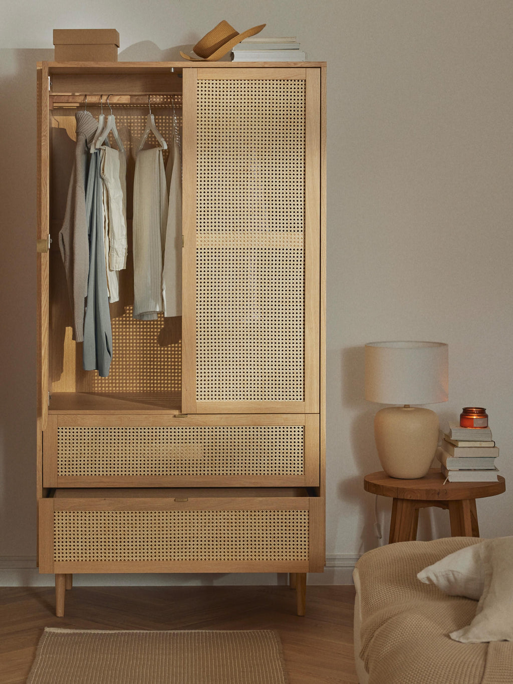 Aries Small Wardrobe with Viennese Wickerwork, 2-doors