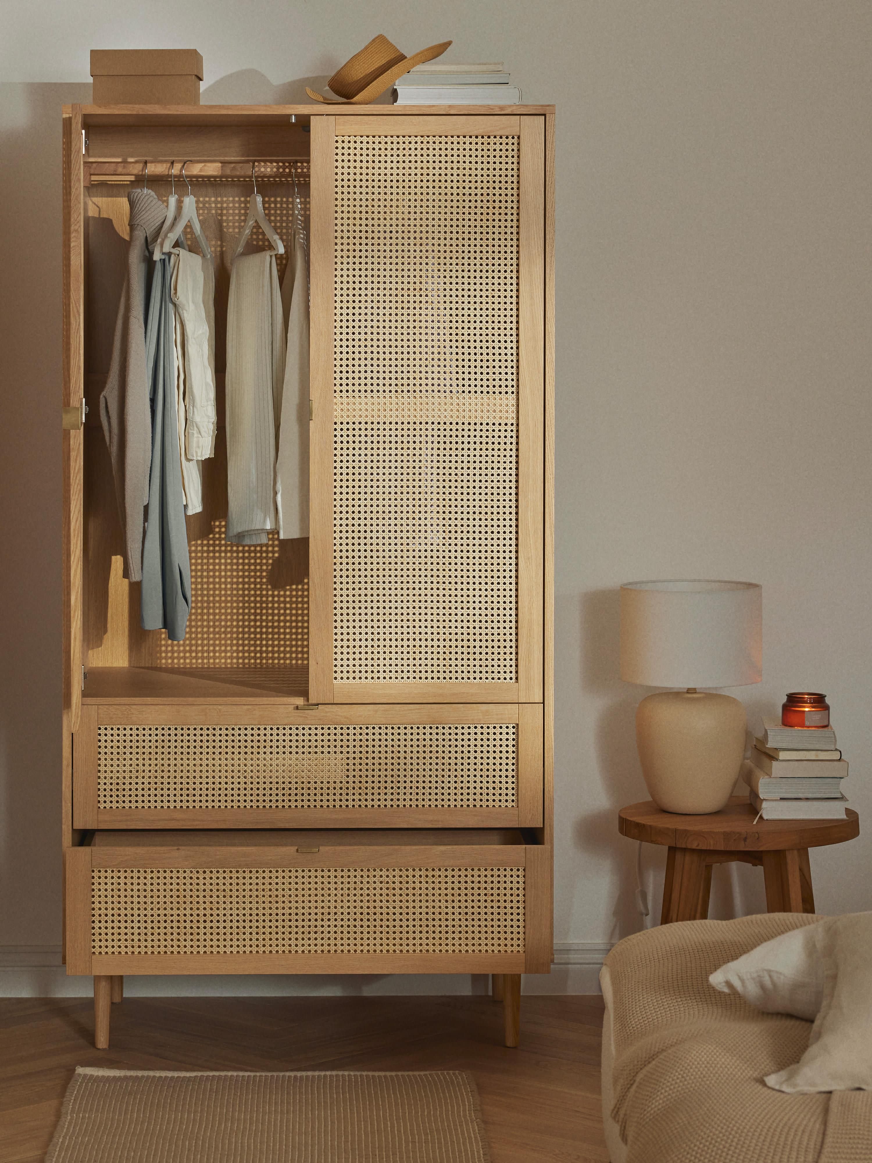 Aries Small Wardrobe with Viennese Wickerwork, 2-doors