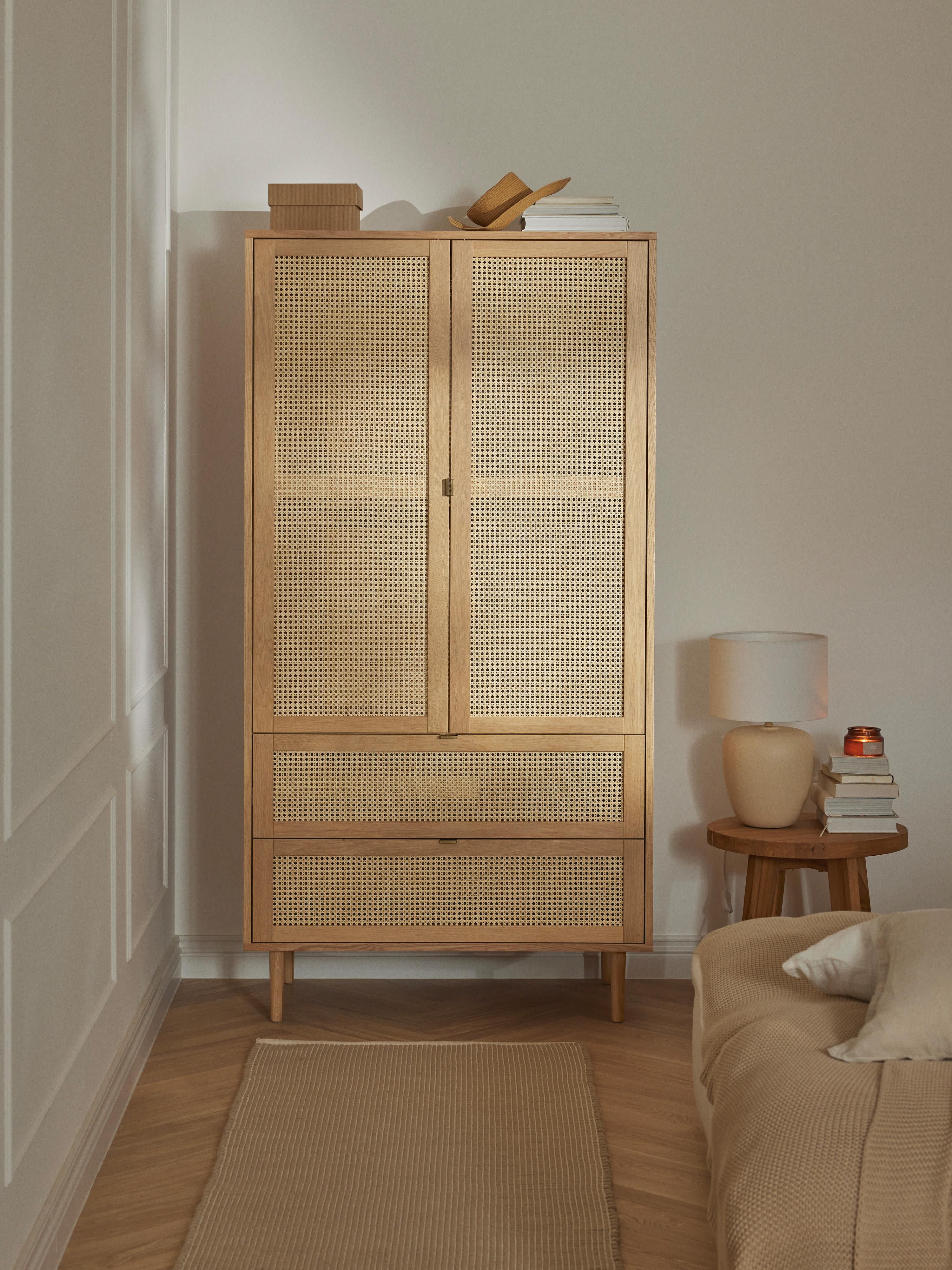 Aries Small Wardrobe with Viennese Wickerwork, 2-doors
