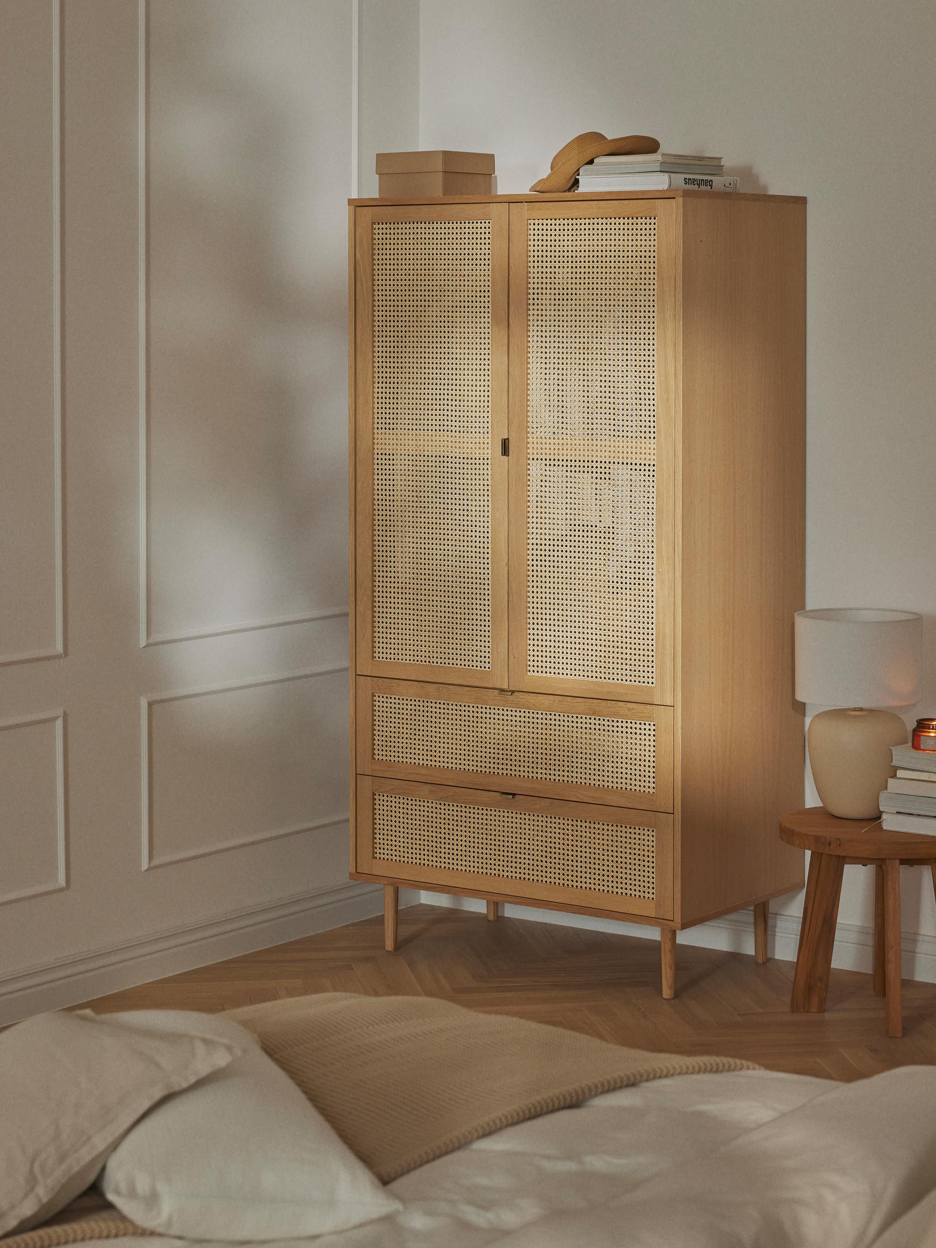 Aries Small Wardrobe with Viennese Wickerwork, 2-doors