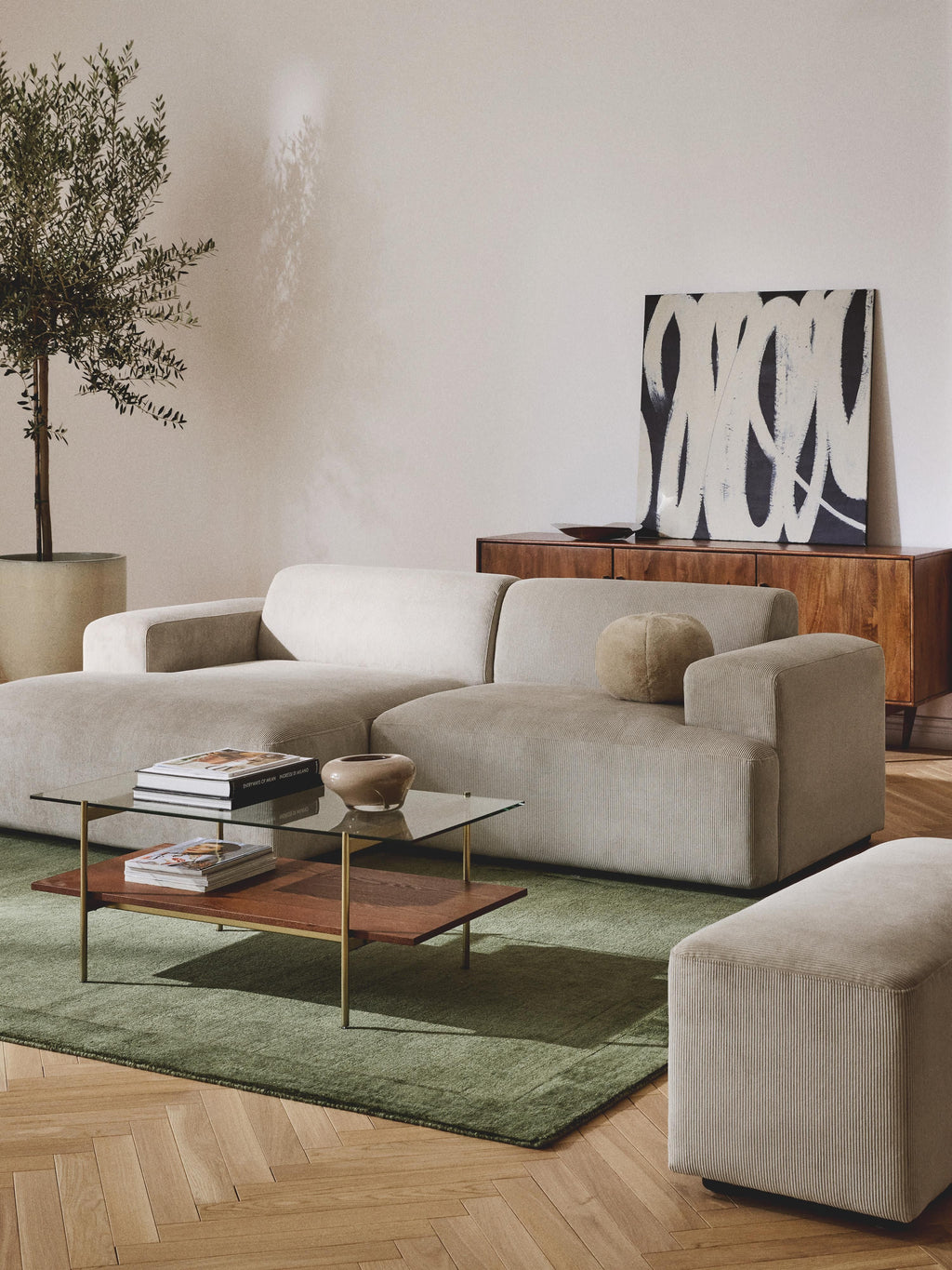 Melva Corduroy Corner Sofa (3-seater)