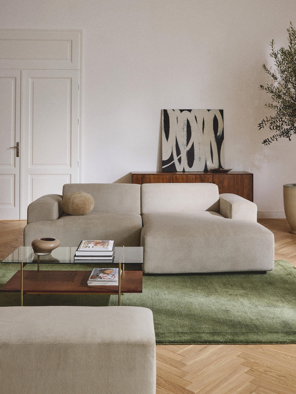 Melva Corduroy Corner Sofa (3-seater)