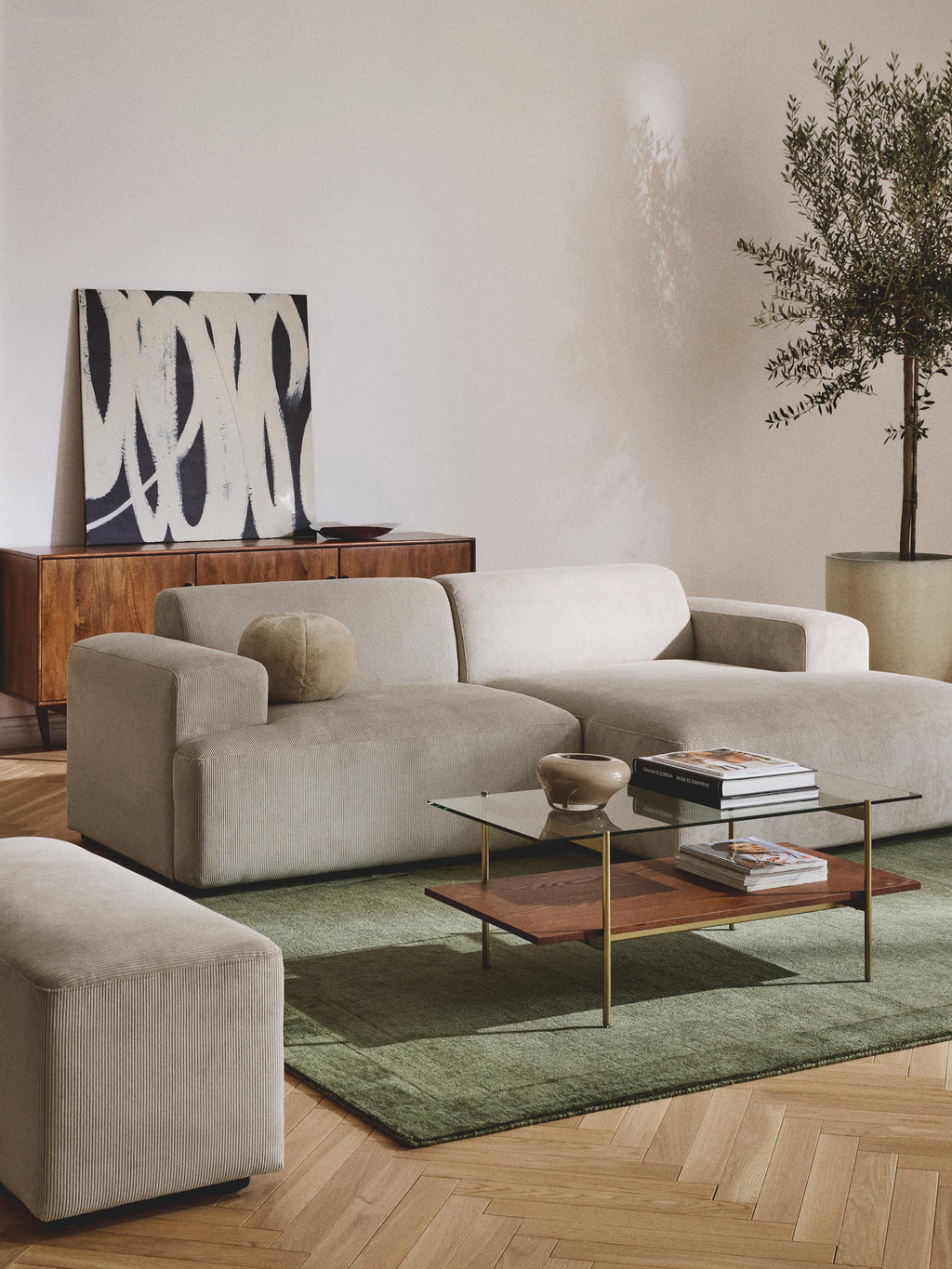 Melva Corduroy Corner Sofa (3-seater)