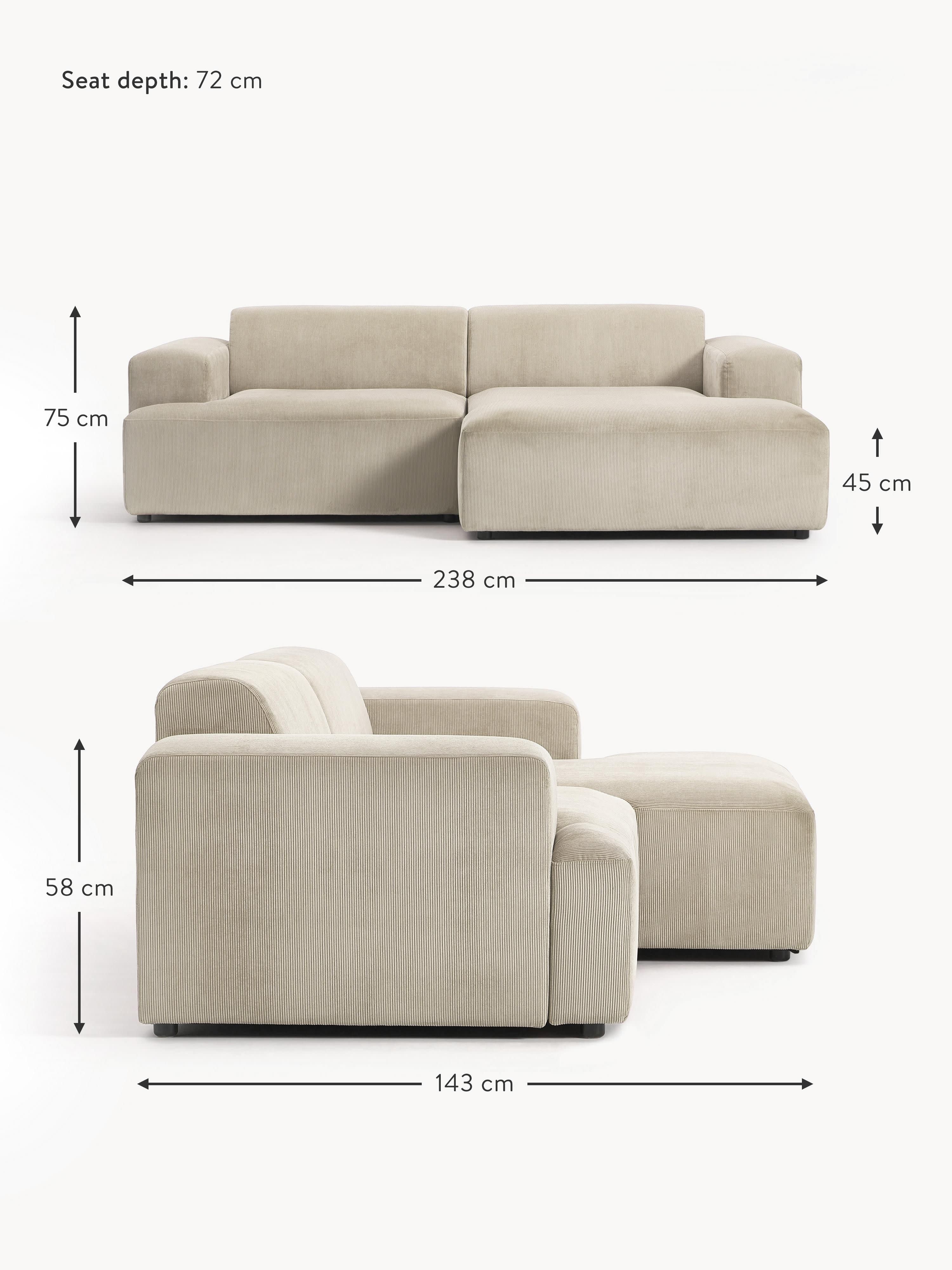 Melva Corduroy Corner Sofa (3-seater)