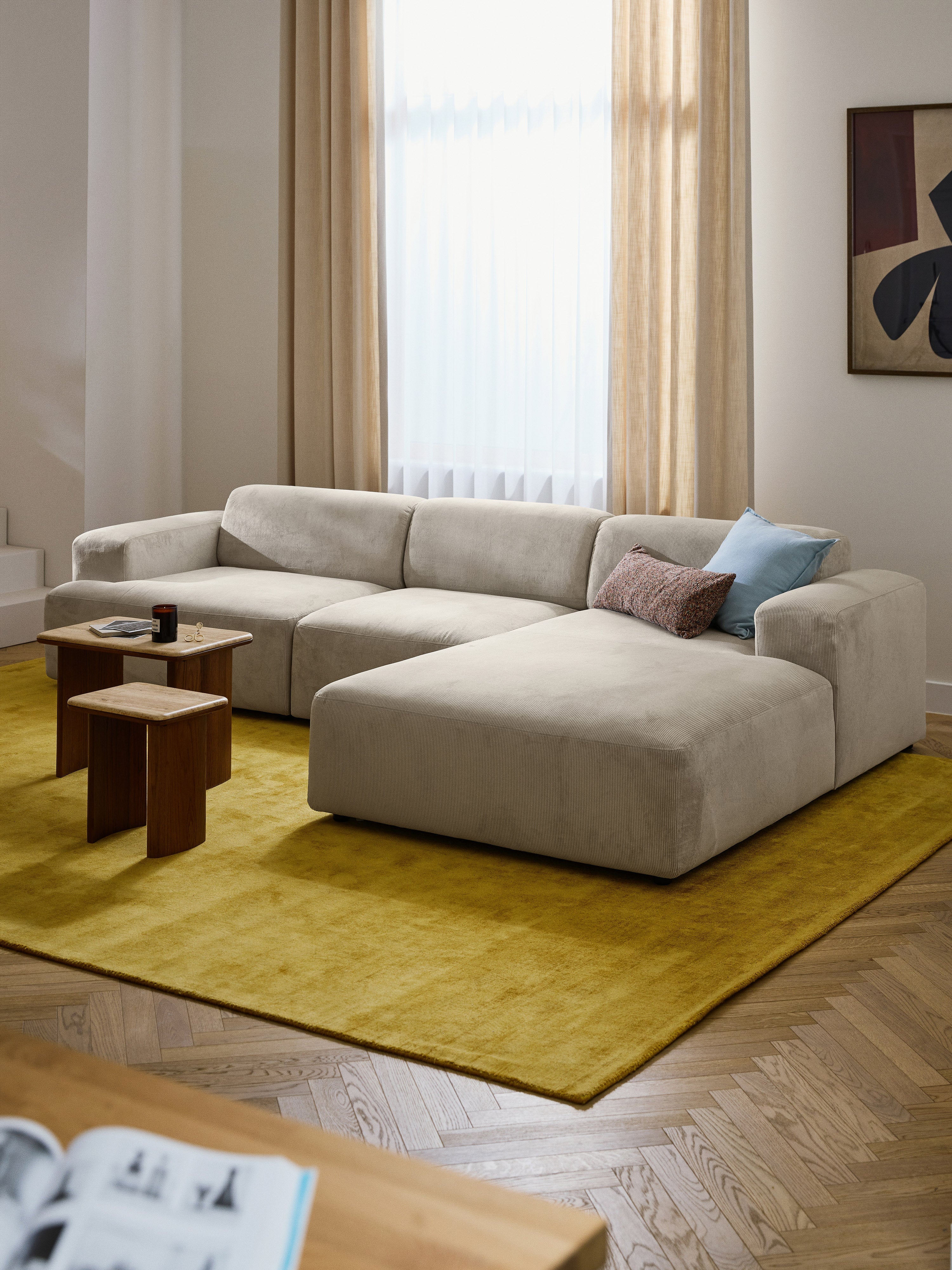 Melva Corduroy Corner Sofa (4-seater)