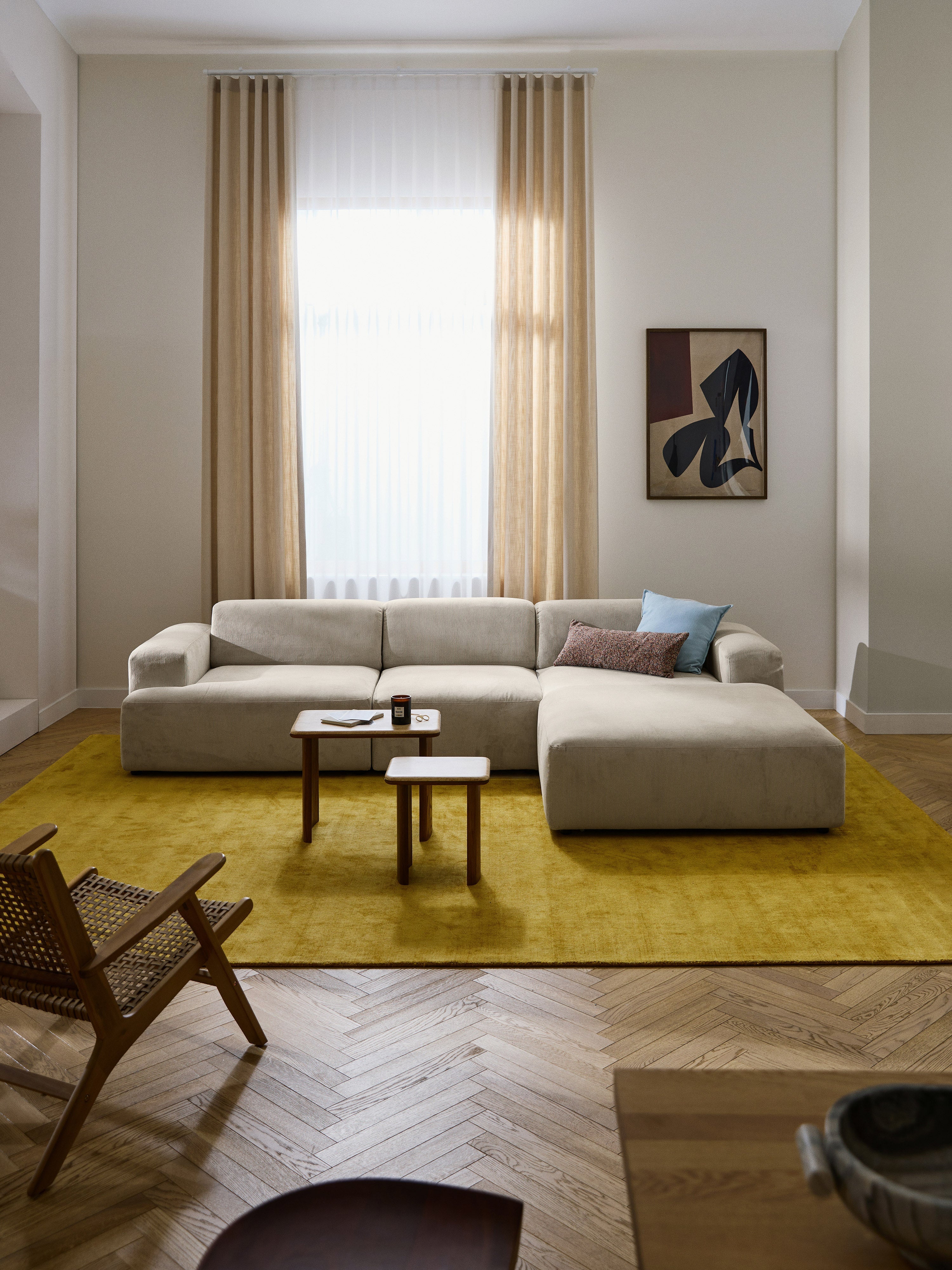 Melva Corduroy Corner Sofa (4-seater)