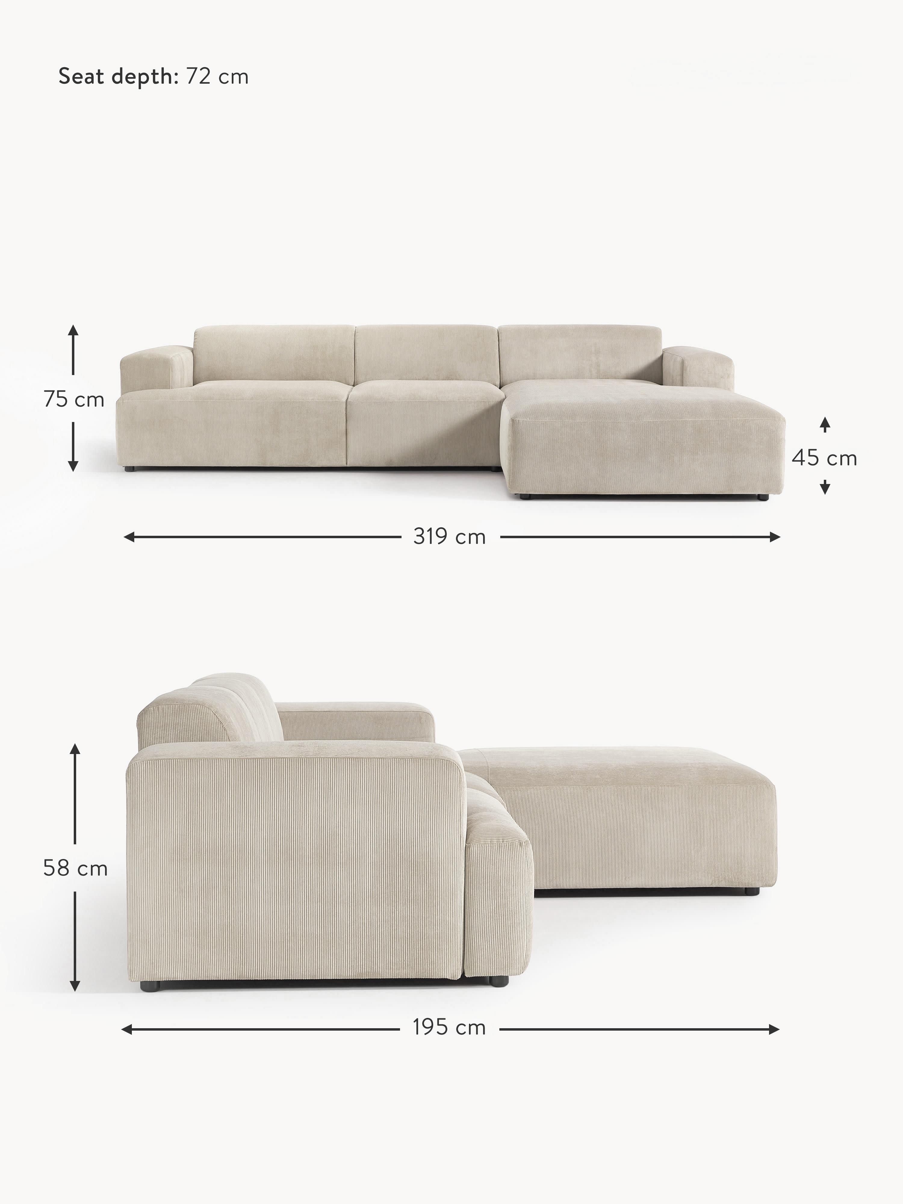 Melva Corduroy Corner Sofa (4-seater)