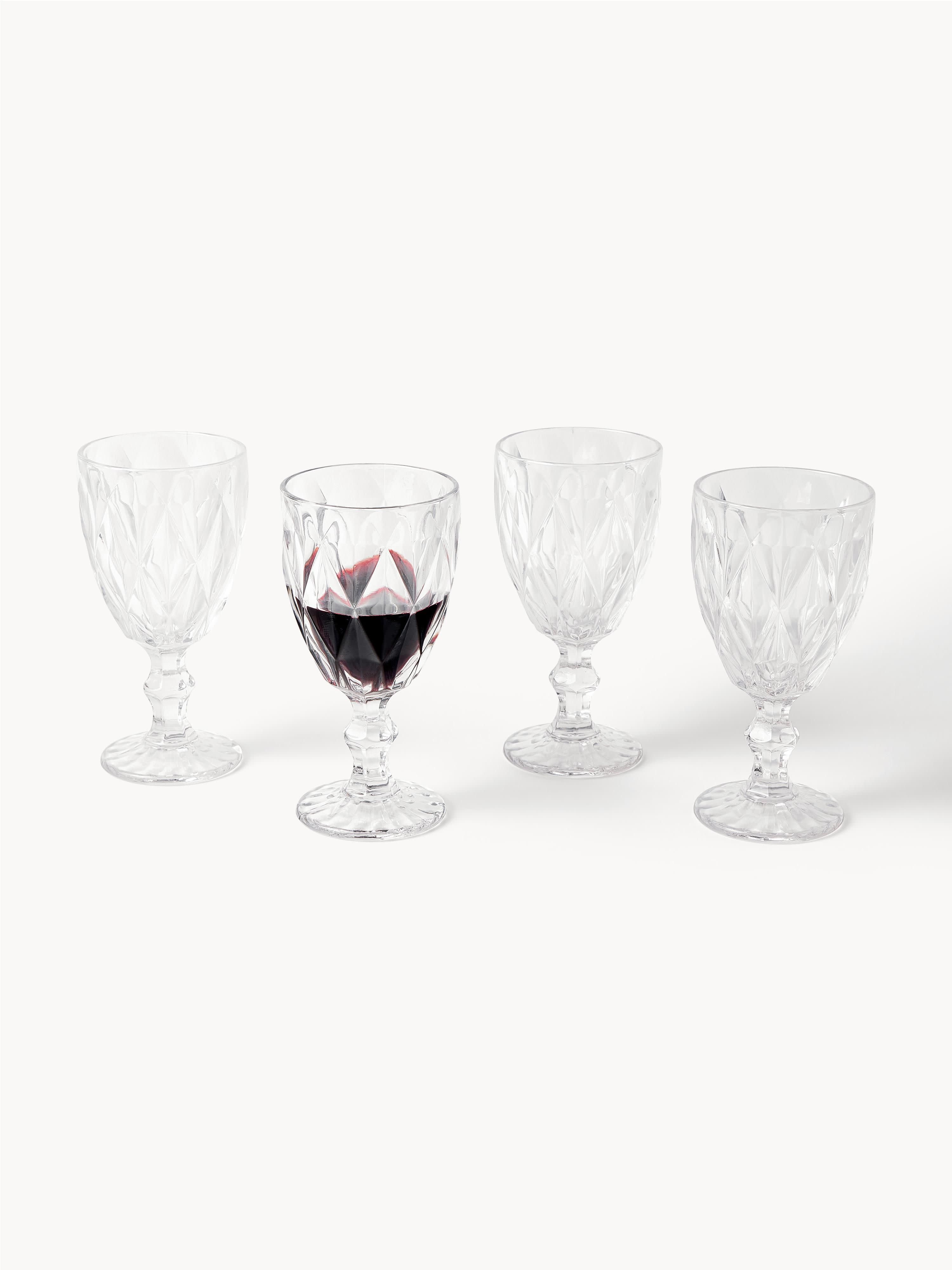 Colorado Wine Glasses with Embossed Pattern, Set of 4