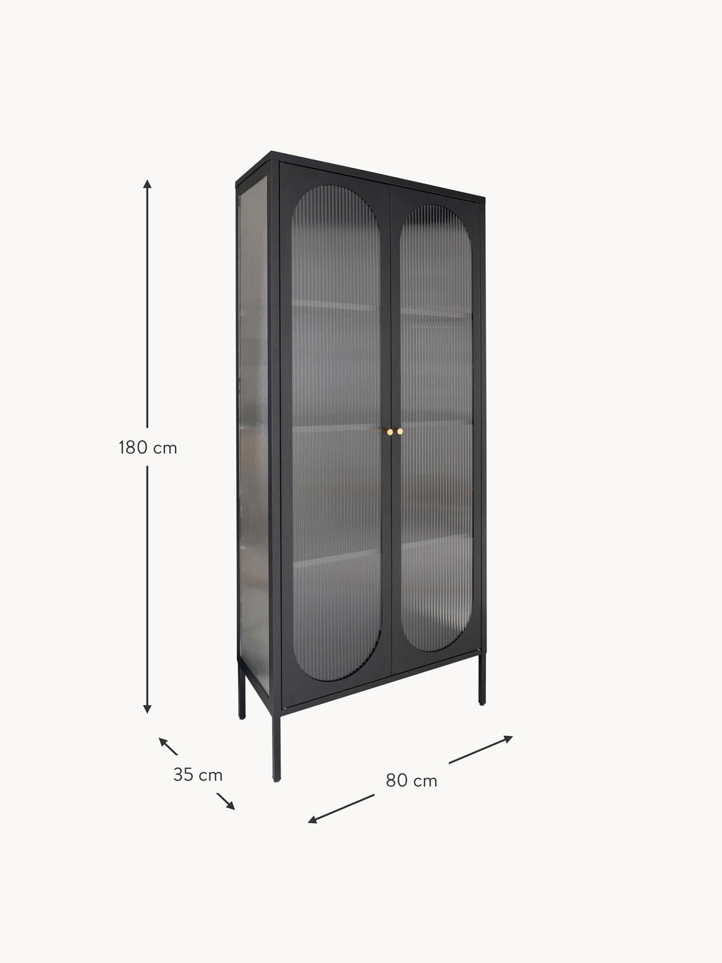 Adelaide Metal Display Cabinet with Grooved Glass