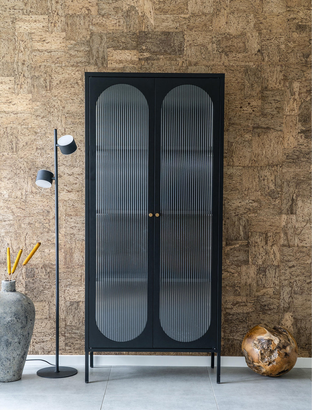Adelaide Metal Display Cabinet with Grooved Glass