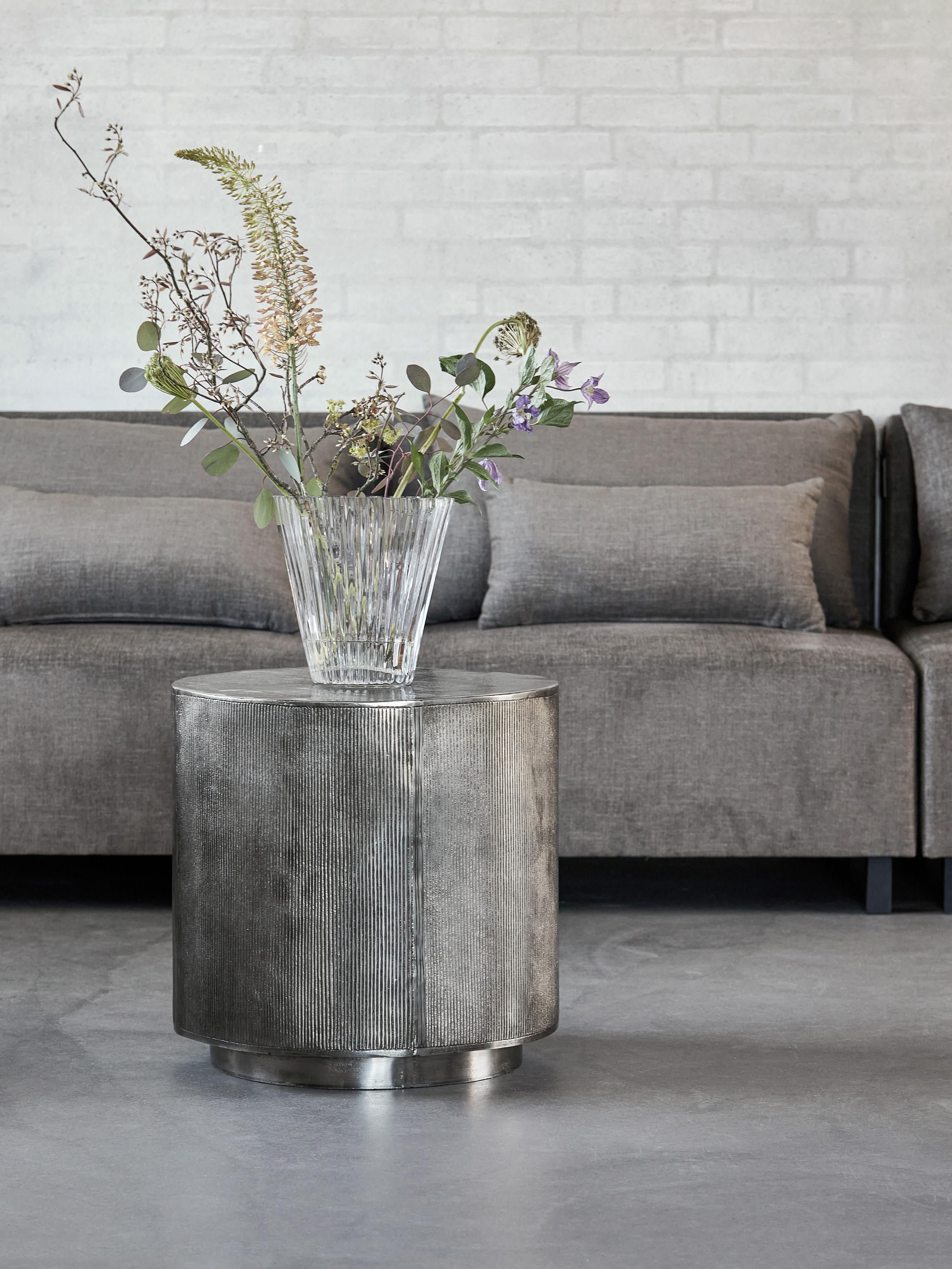 Rota Round Side Table with Ribbed Front