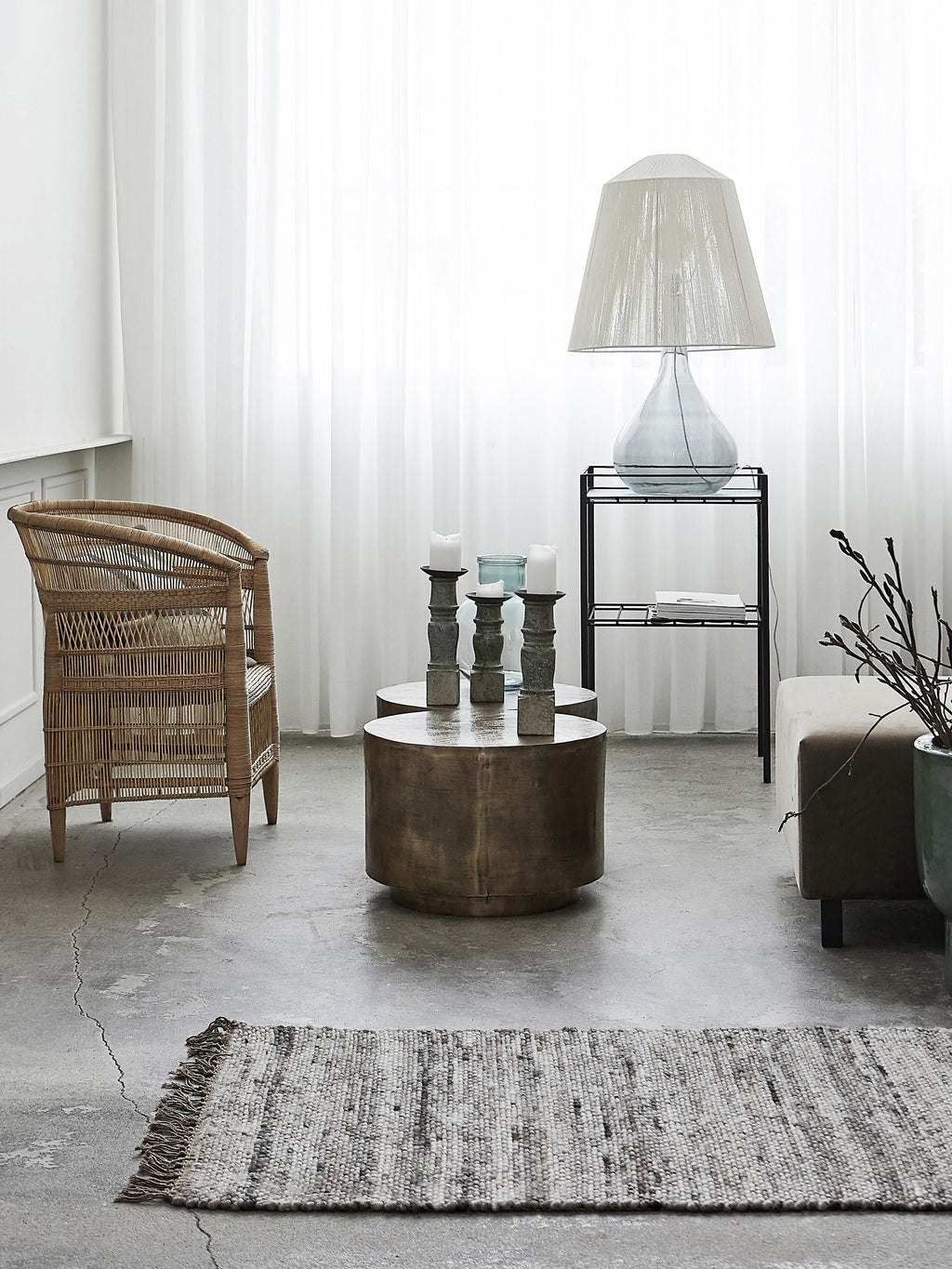Rota Round Coffee Table with Antique Finish