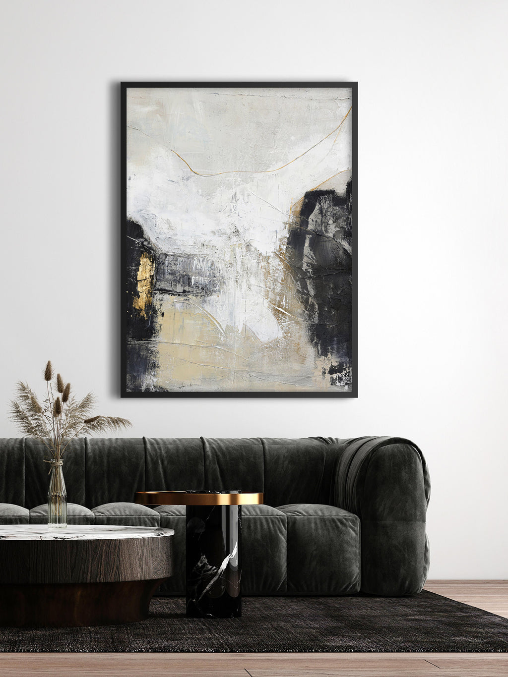 Noir Hand-Painted Canvas Art White