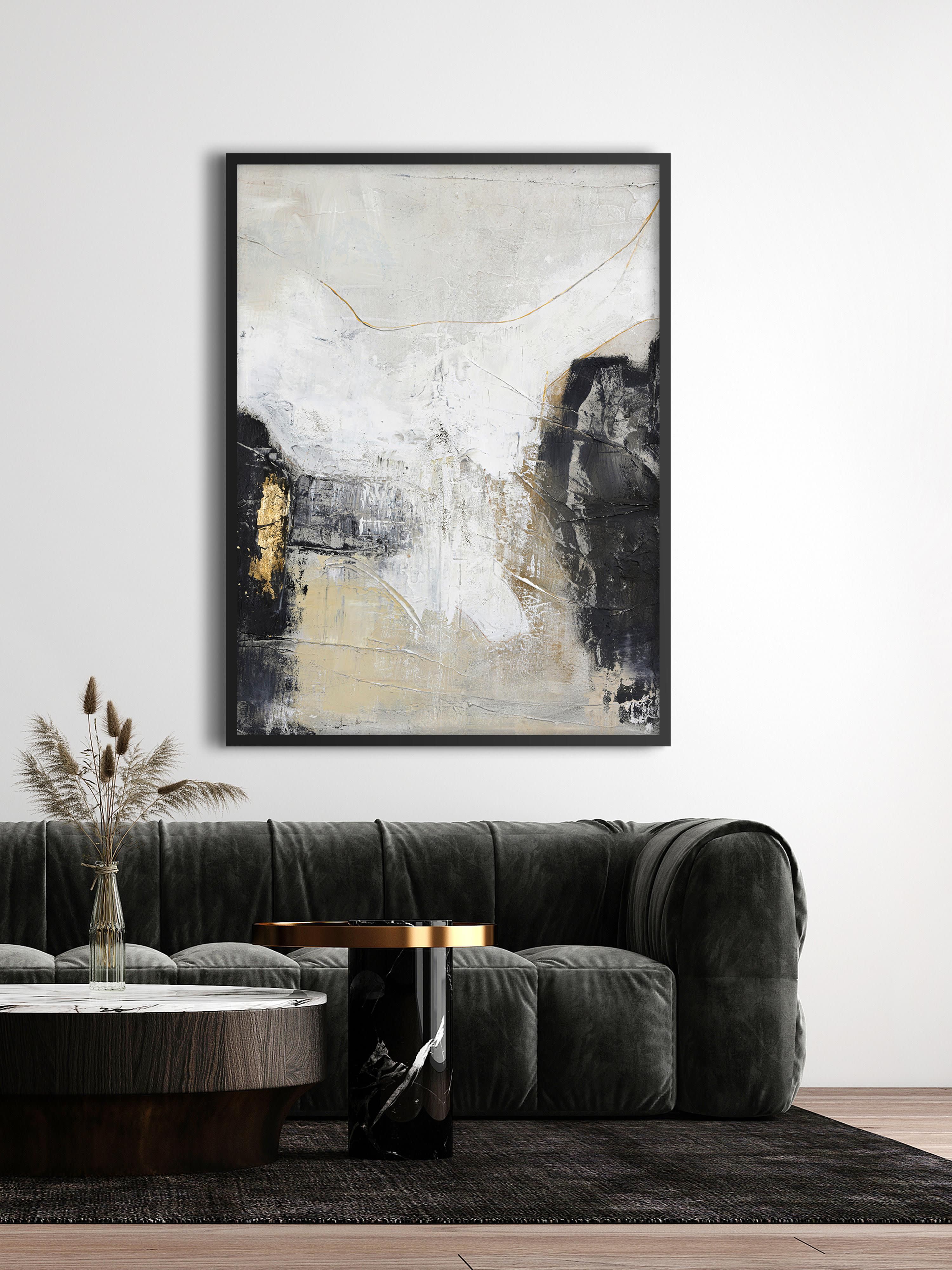 Noir Hand-Painted Canvas Art White