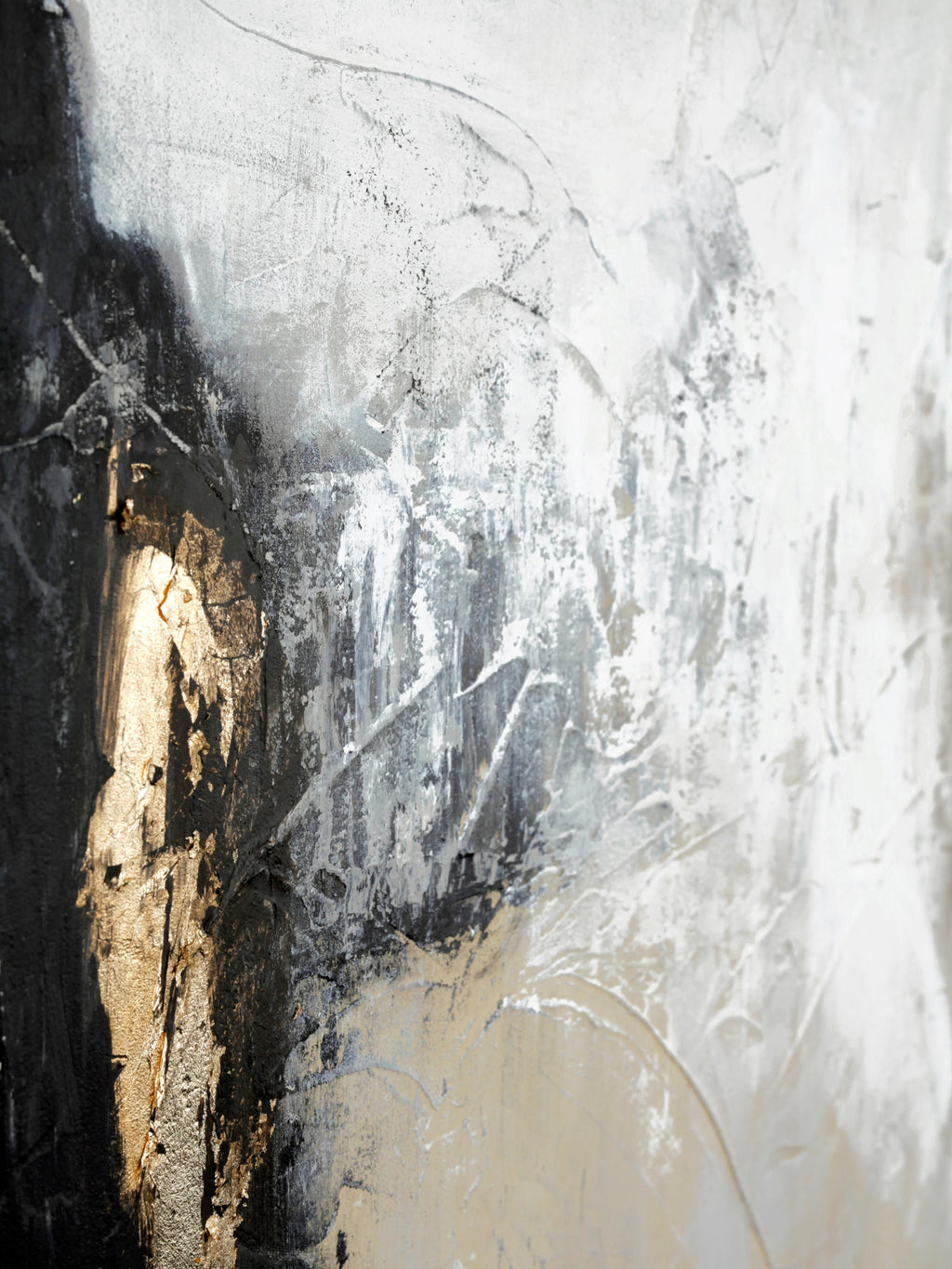 Noir Hand-Painted Canvas Art White