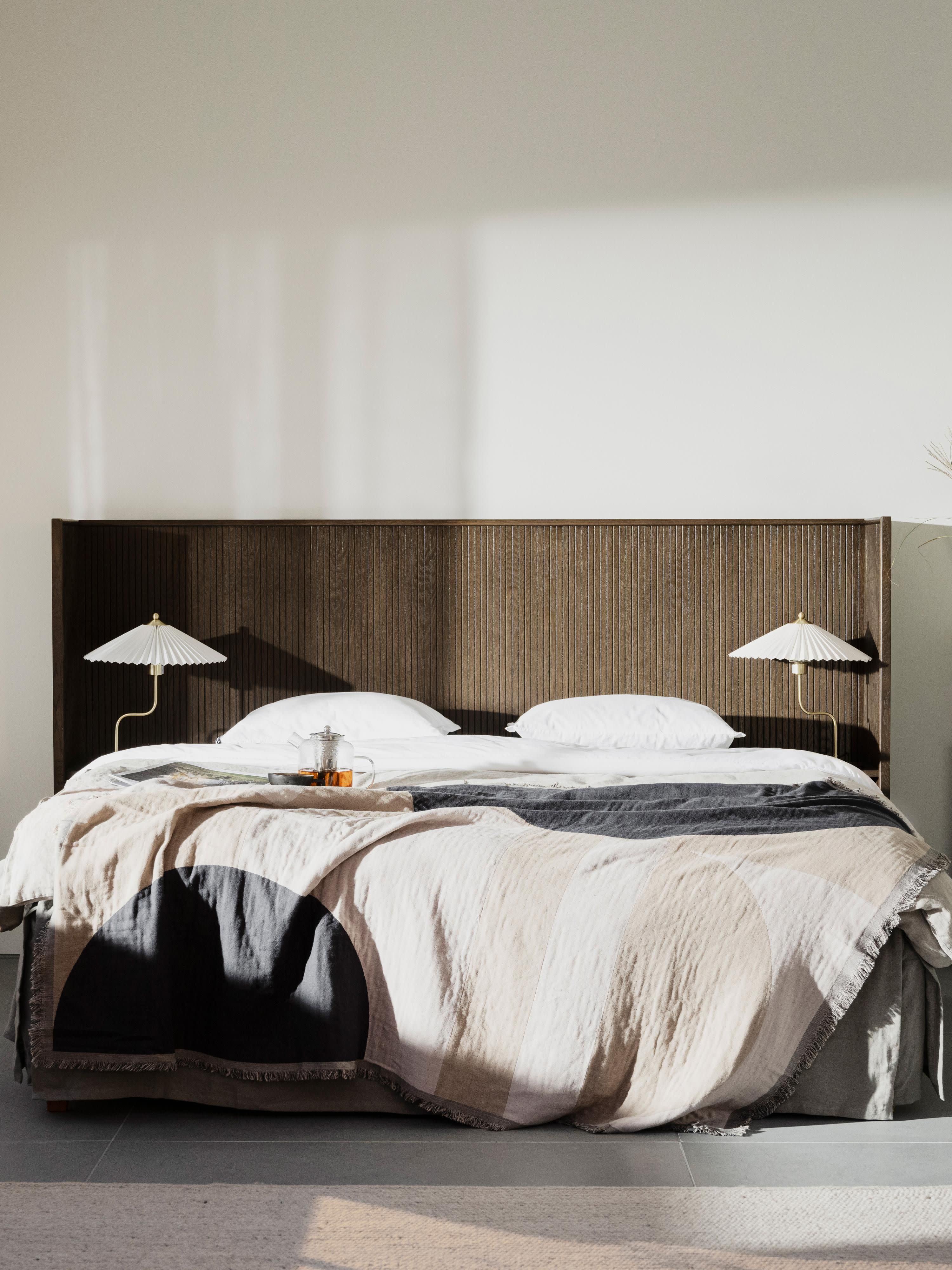Redmond Oak Wood Headboard with Shelf