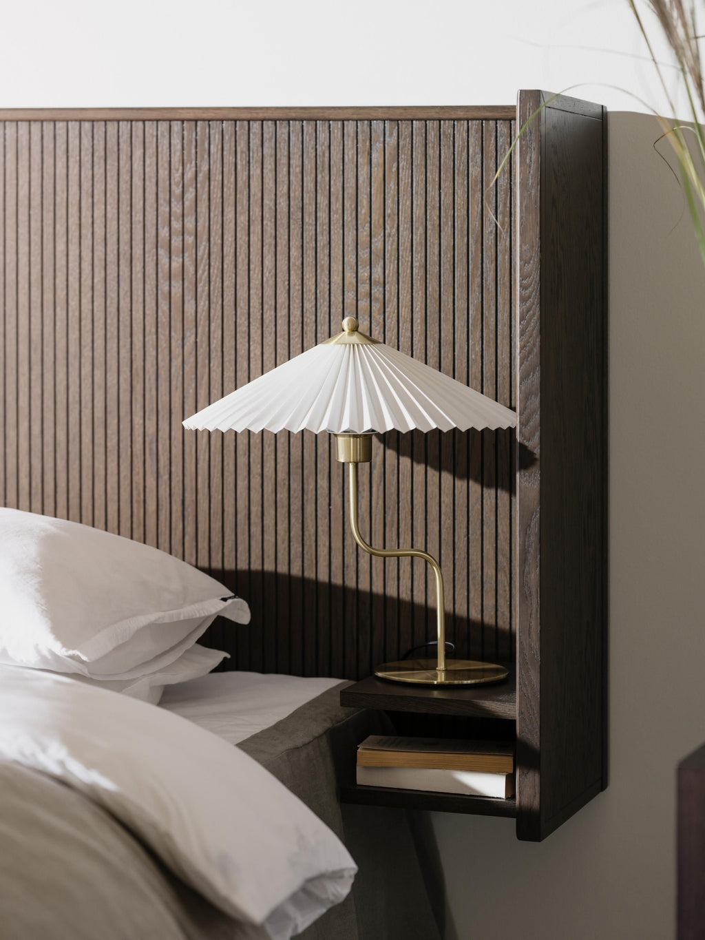 Redmond Oak Wood Headboard with Shelf