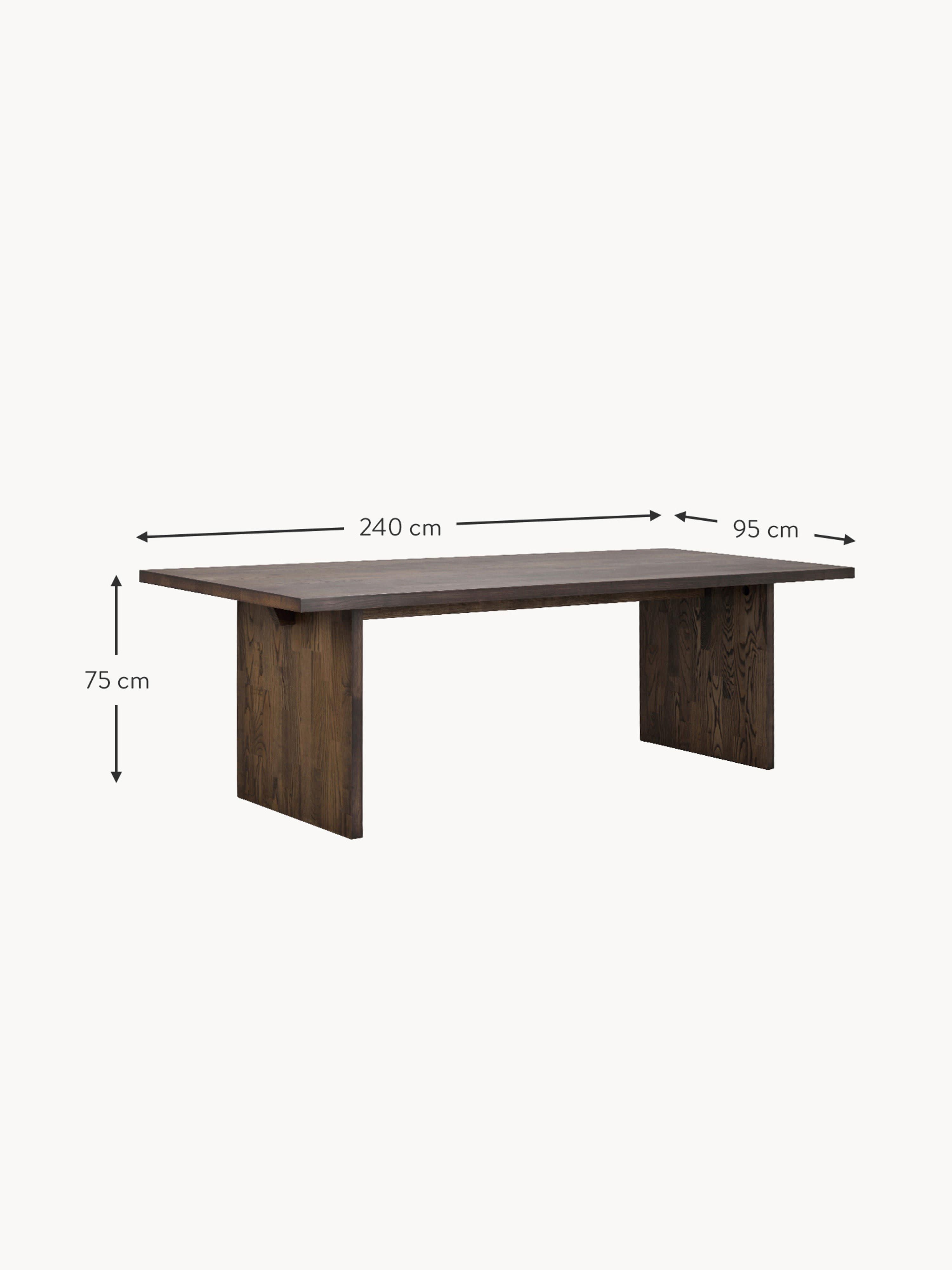 Emmett Oak Wood Dining Table, 240 x 95 cm