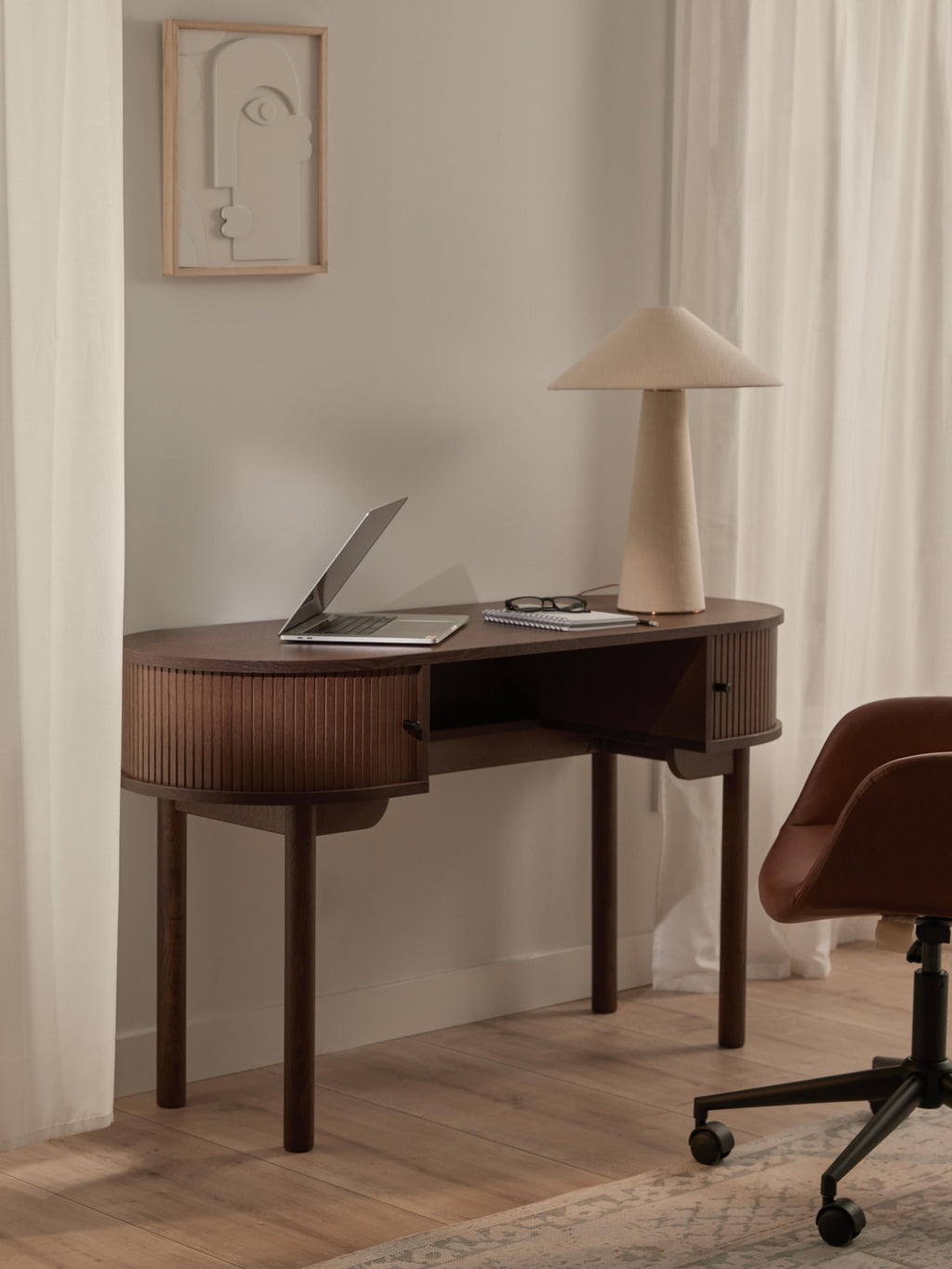 Calary Desk with Fluted Front