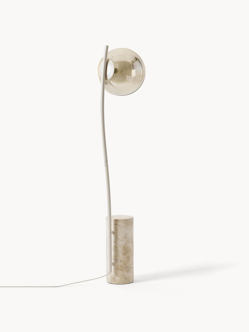 Cora Small Floor Lamp with Travertine Base