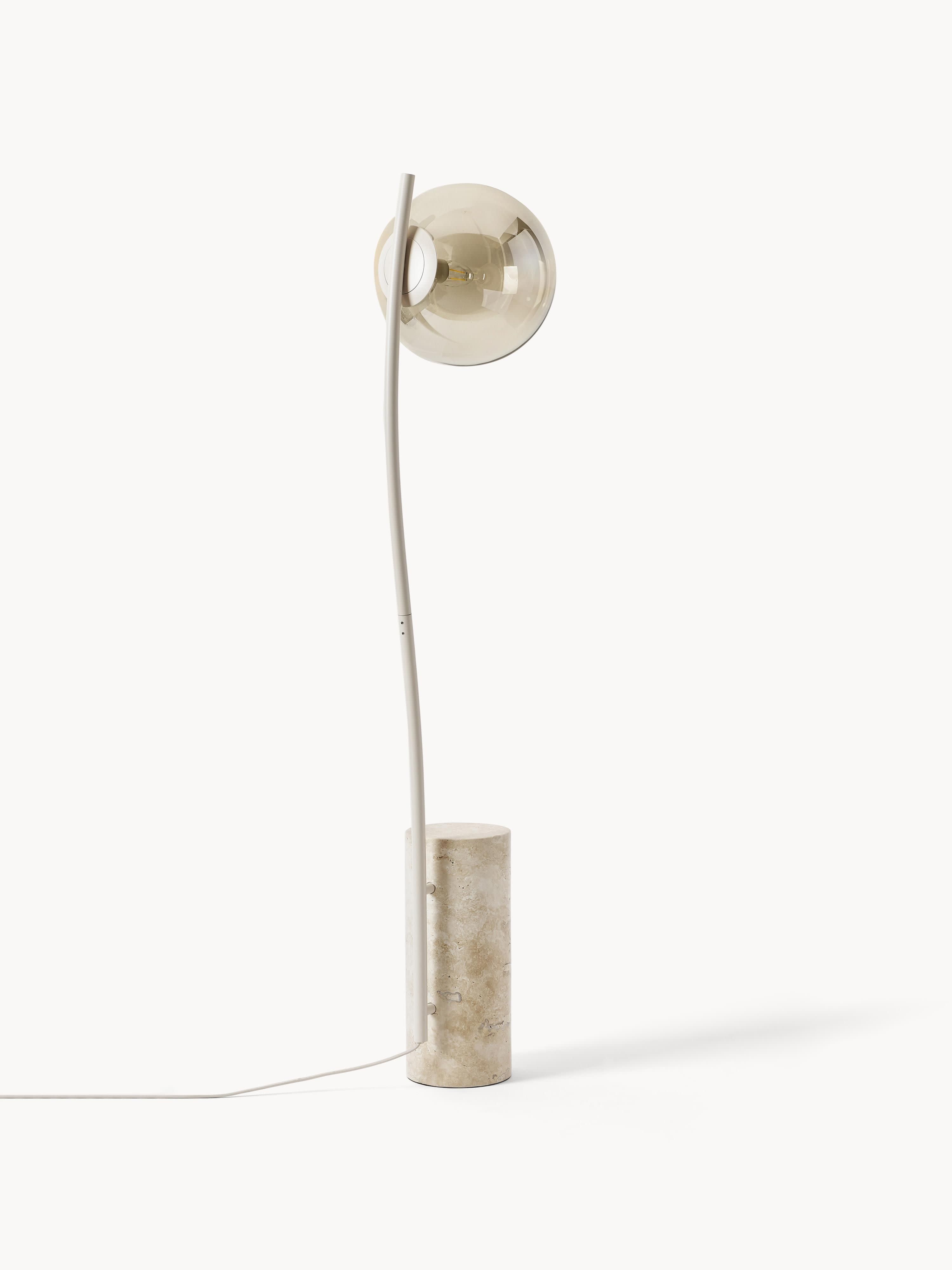 Cora Small Floor Lamp with Travertine Base