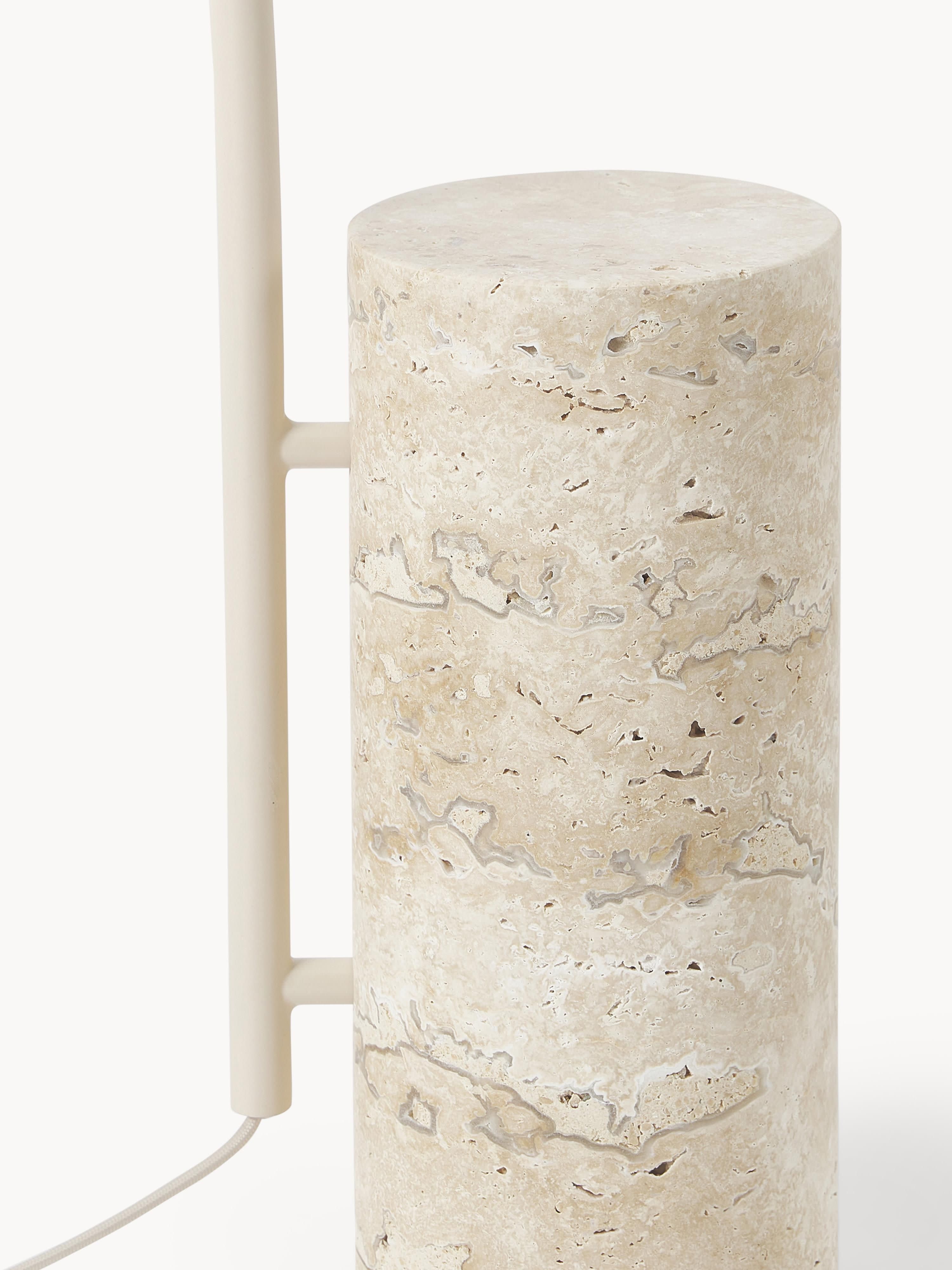 Cora Small Floor Lamp with Travertine Base