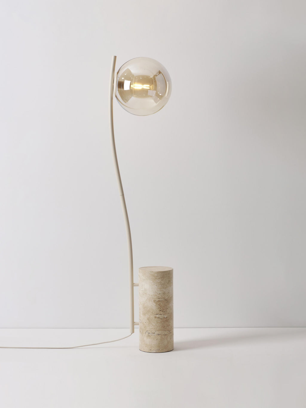 Cora Small Floor Lamp with Travertine Base