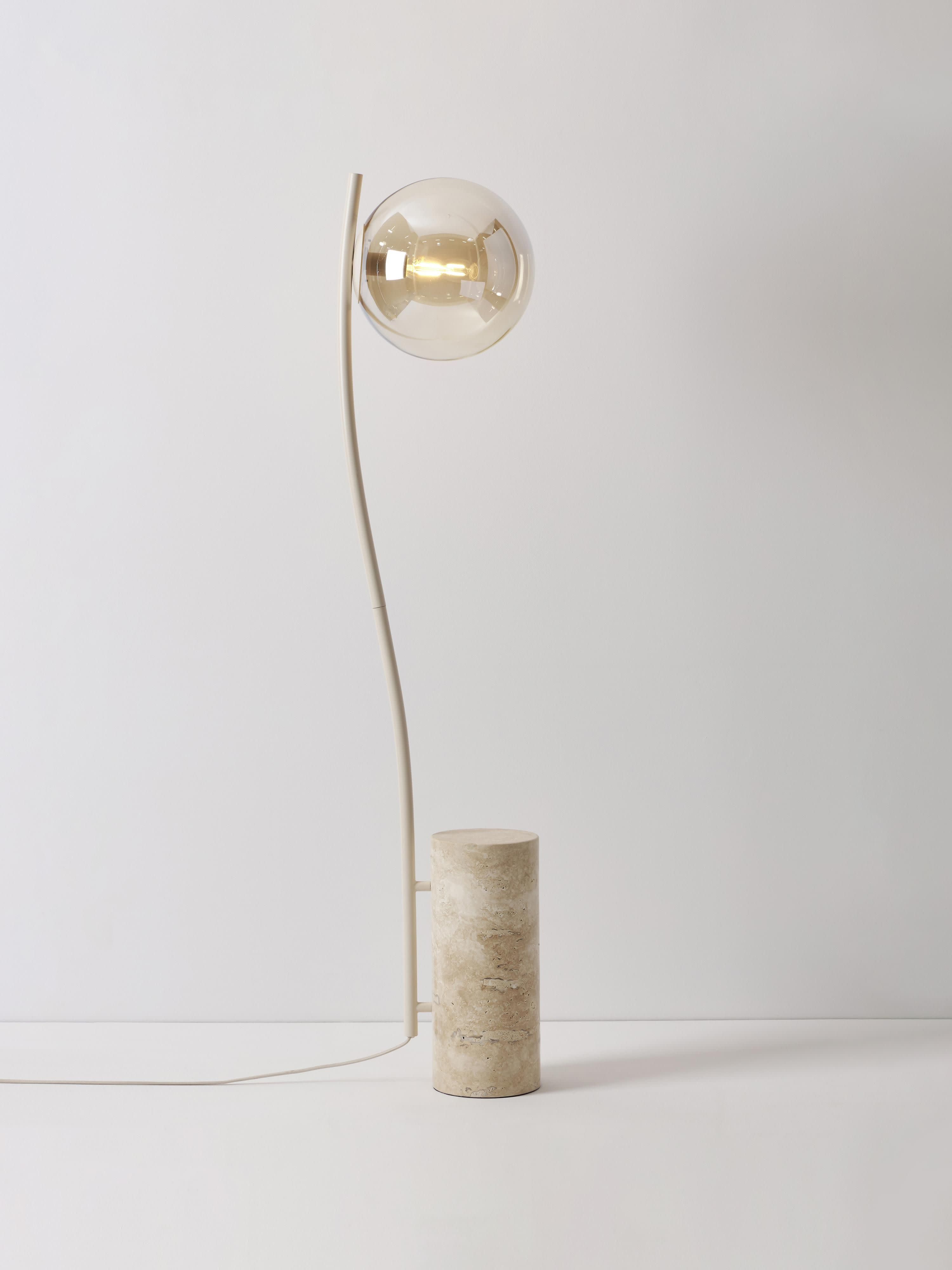Cora Small Floor Lamp with Travertine Base
