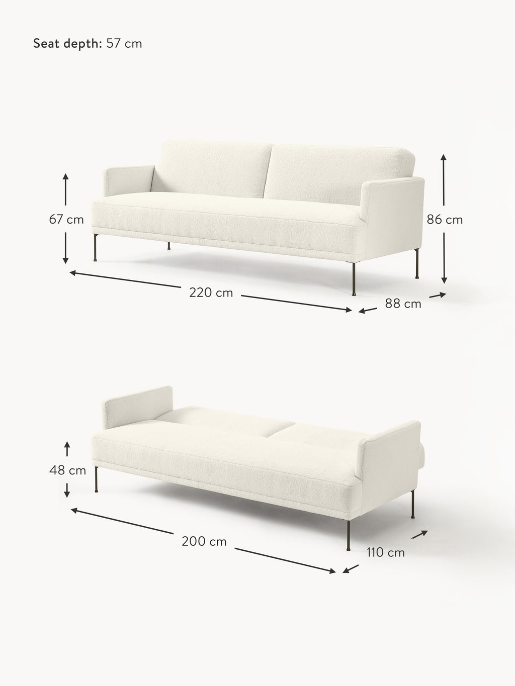 Fluente Teddy Sofa Bed (3-seater)