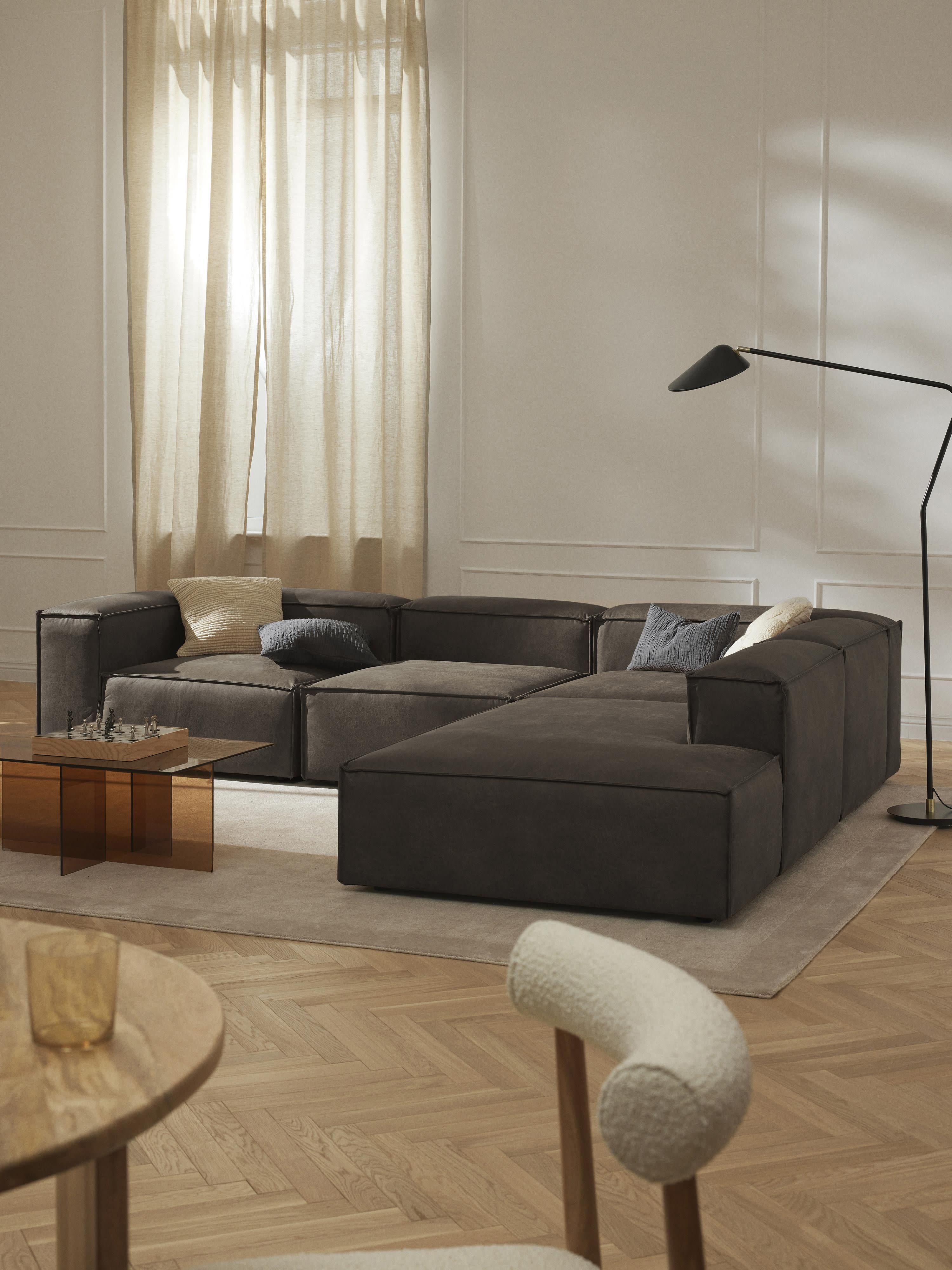 Lennon Modular Leather Corner Sofa (4-seater)