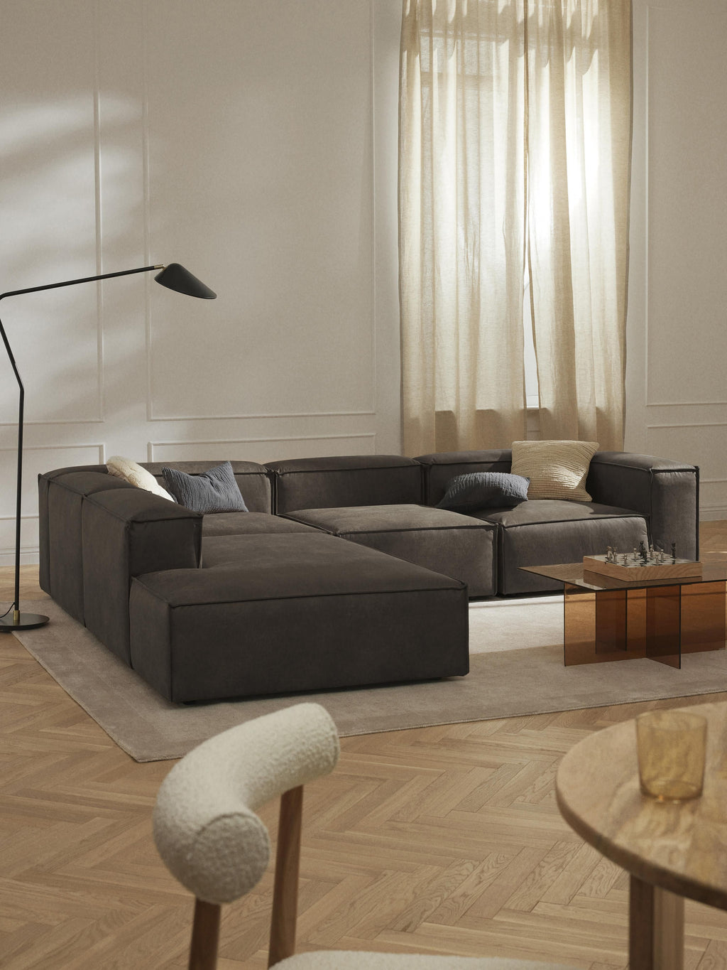 Lennon Modular Leather Corner Sofa (4-seater)