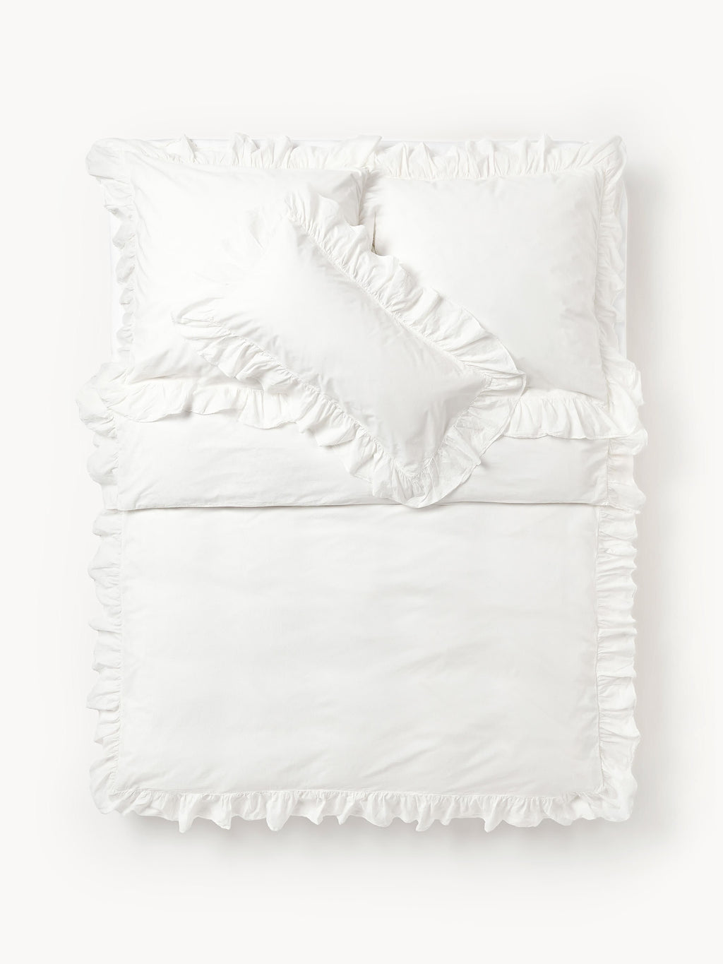 Louane Washed Cotton Percale Duvet Cover with Ruffles